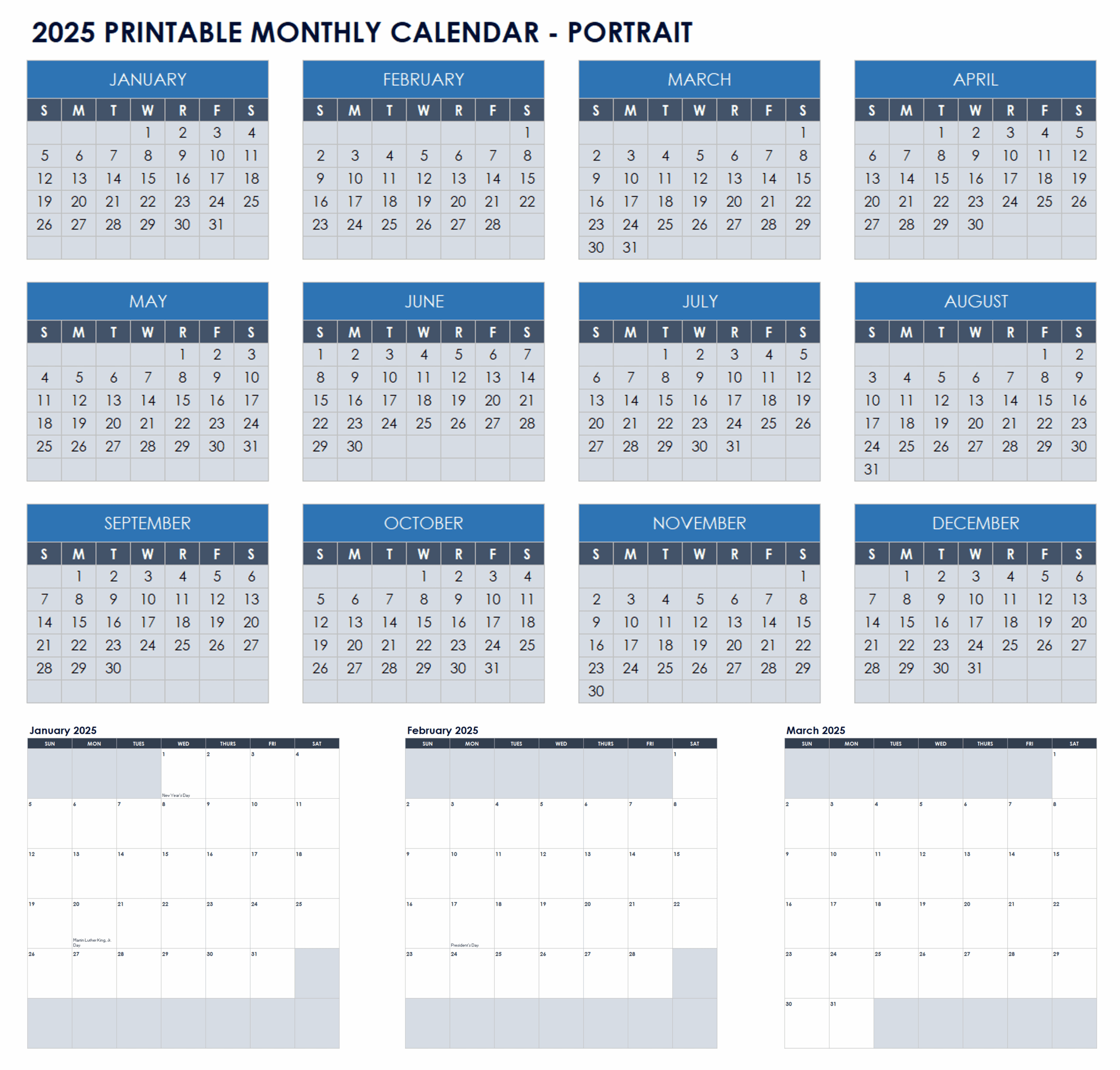 15 Free 2025 Monthly Calendar Templates Smartsheet