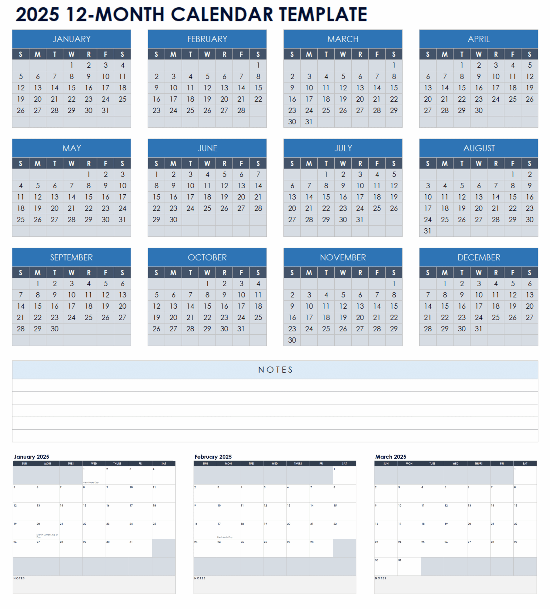 Free Printable Blank 2025 Monthly Calendar