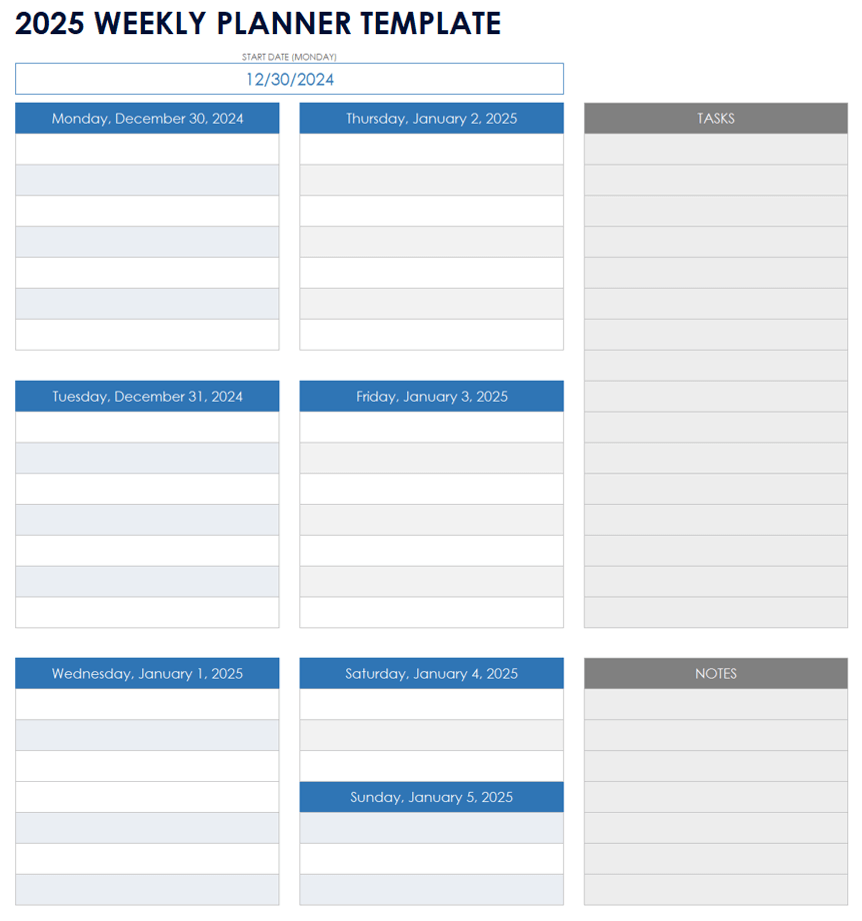 Free Printable 2 Page June 2025 Weekly Calendar