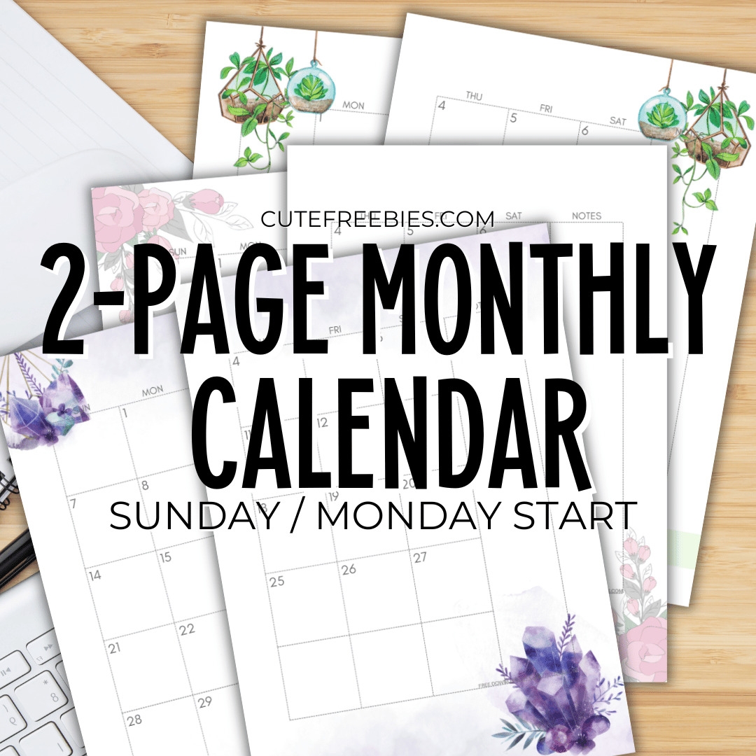 2024 2025 Monthly Calendar Two Page Spread Free Printable Cute 