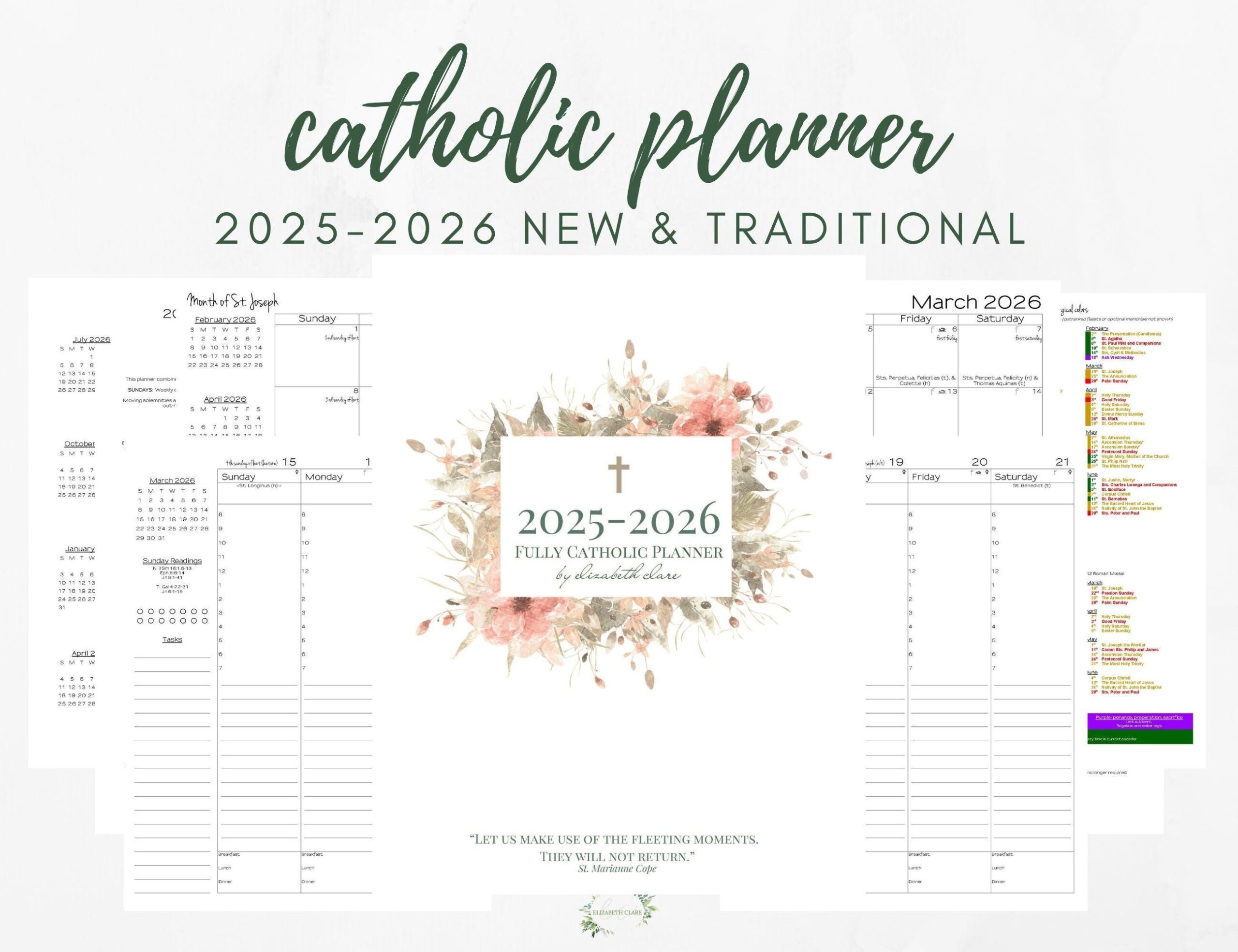 2025 2026 Catholic Planner Printable PDF Daybook Daily Weekly 