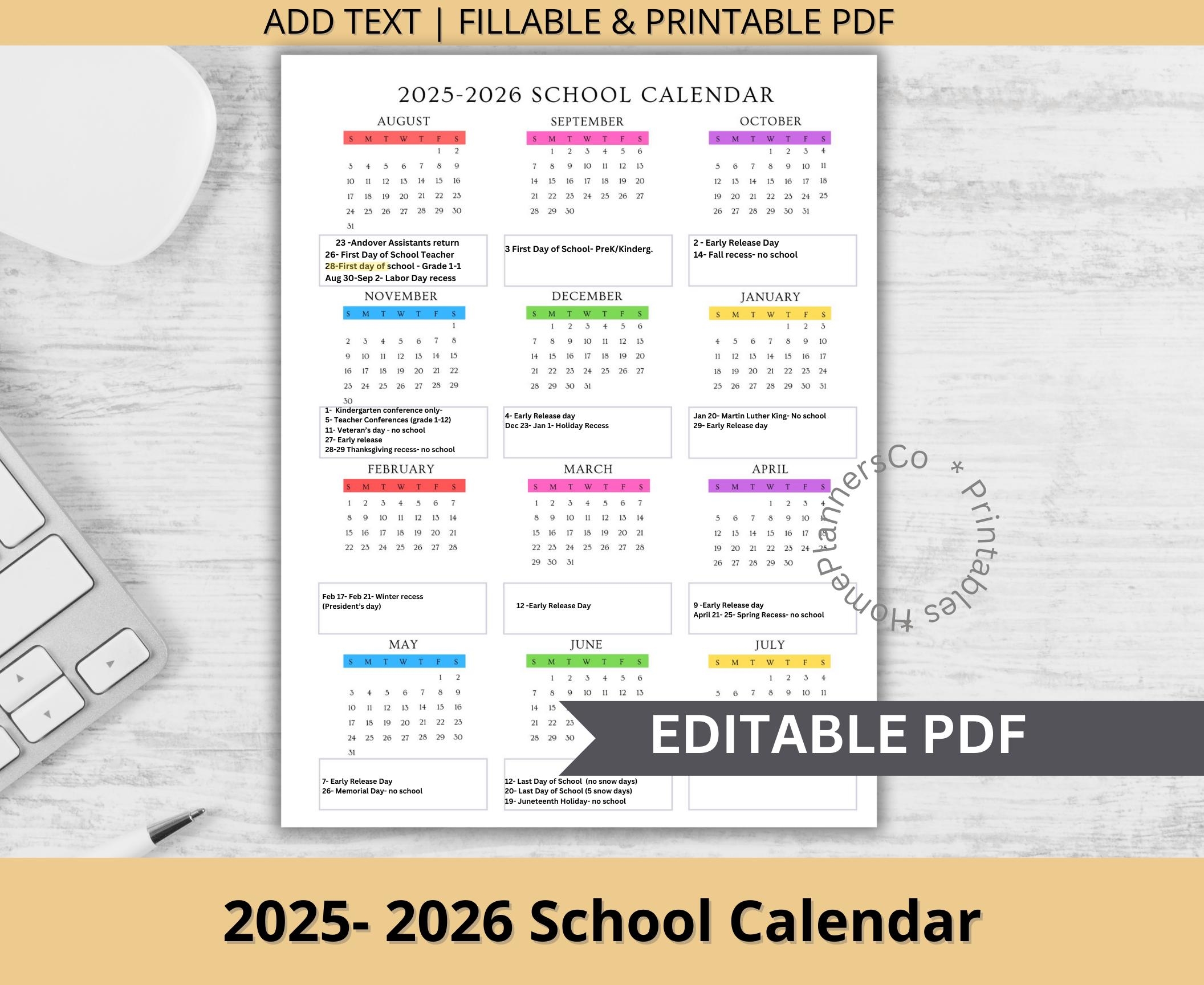 Free Printable Academic Year Calendar 2025 2026