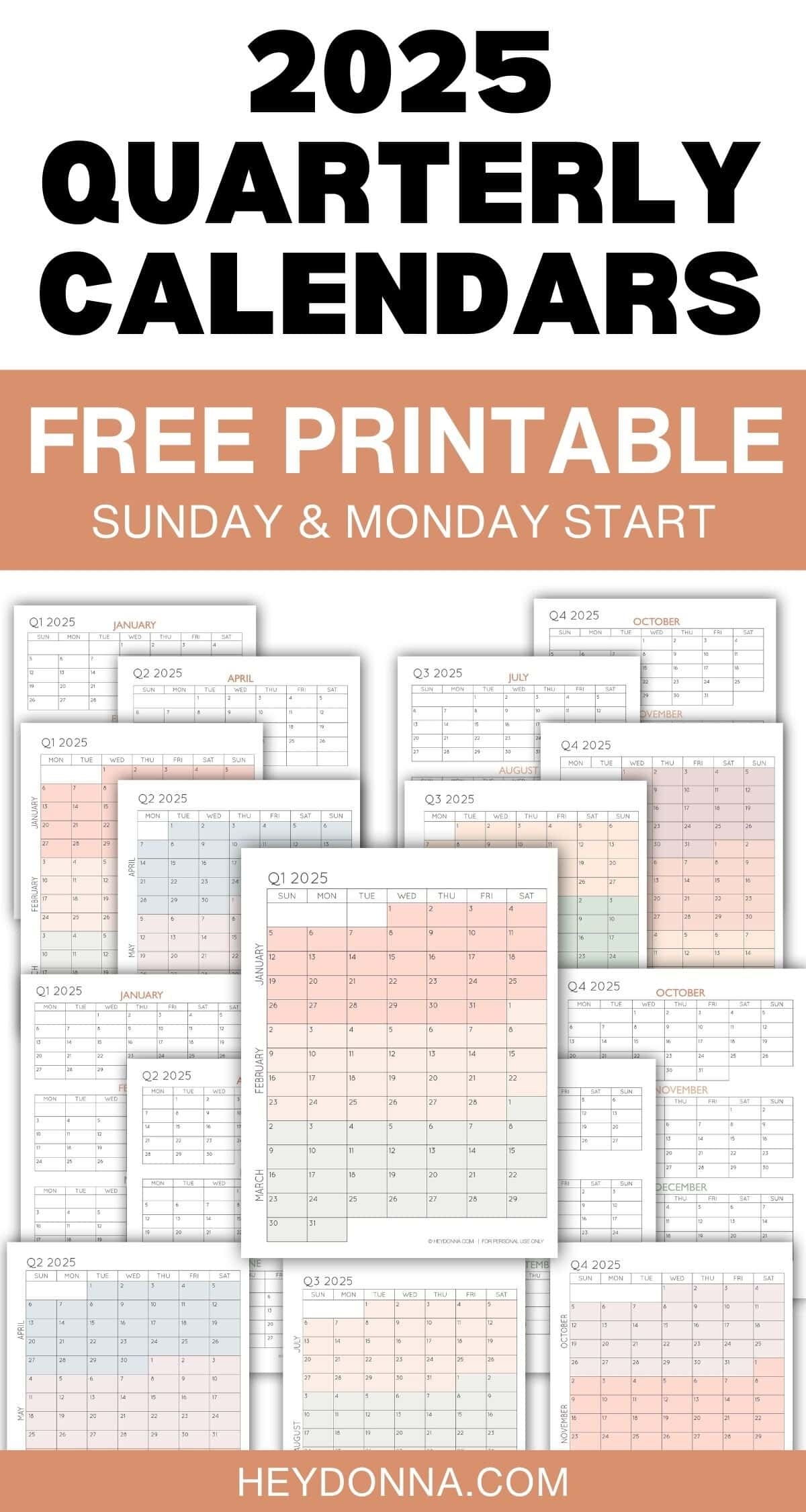 Free Printable 2025 Quarterly Calendar Template