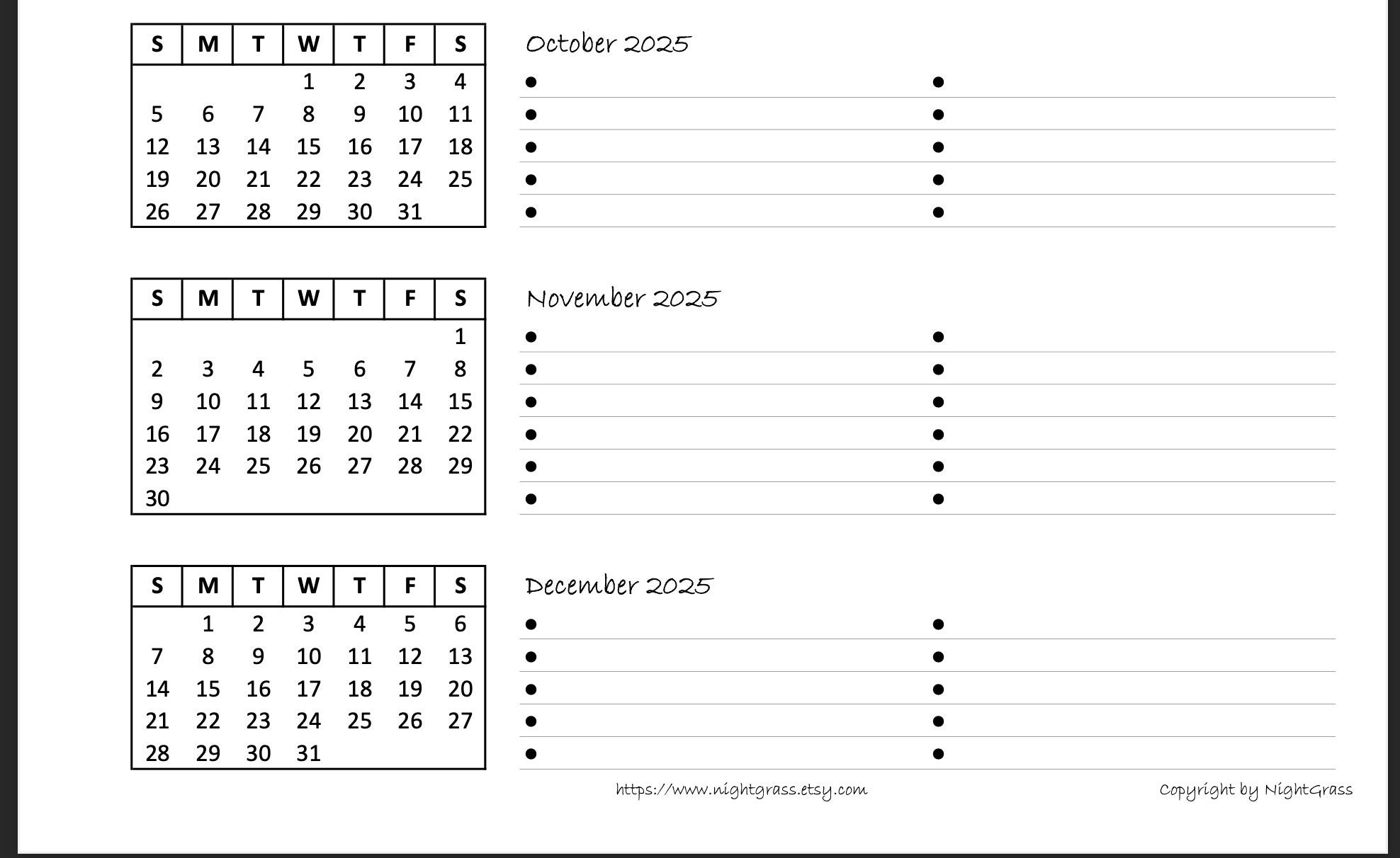 2025 6 month At A Glance Minimalist Calendar 8 5x11 Instant Digital Download PDF File Etsy