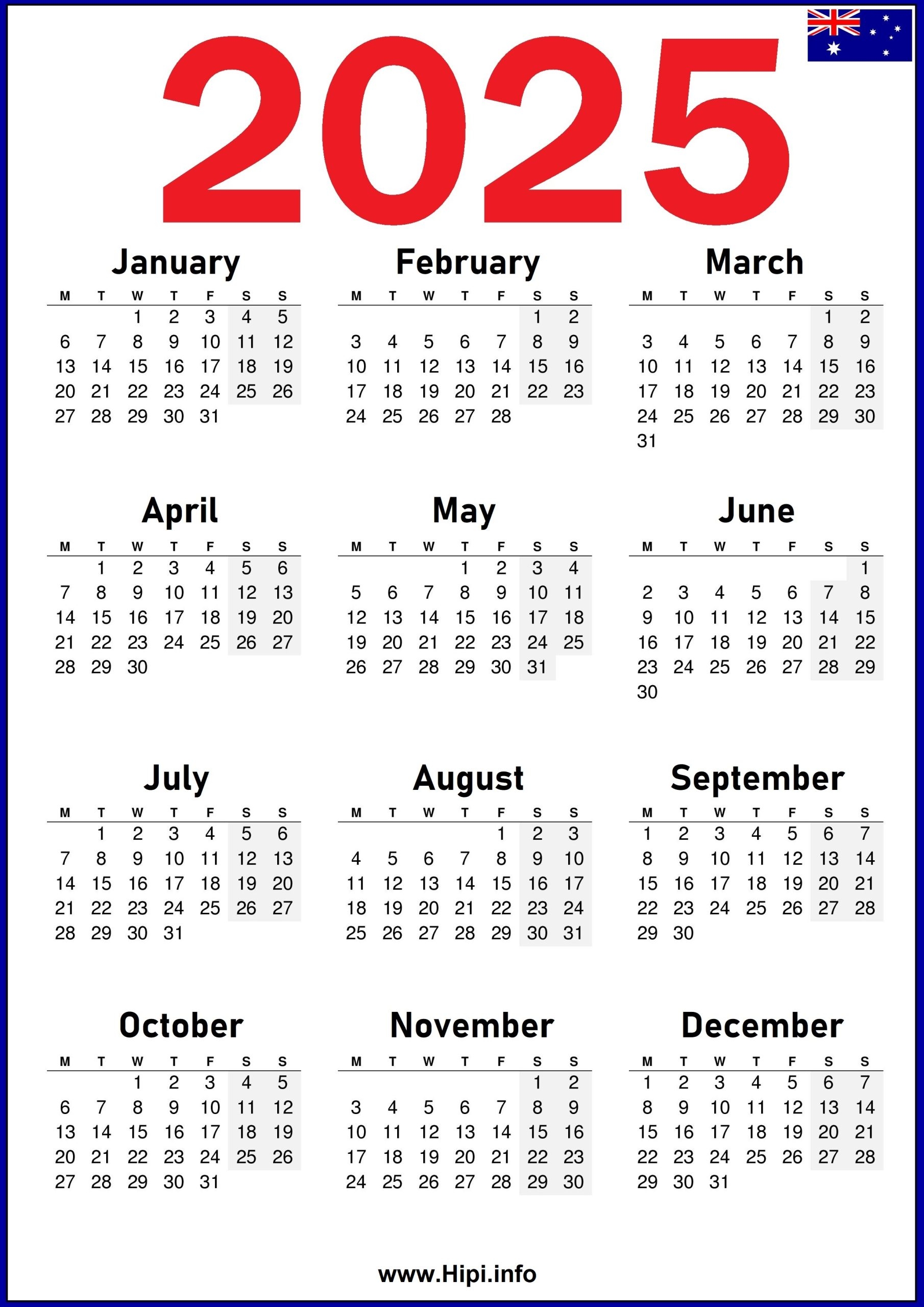 2025 Australia Printable Calendar Hipi info 