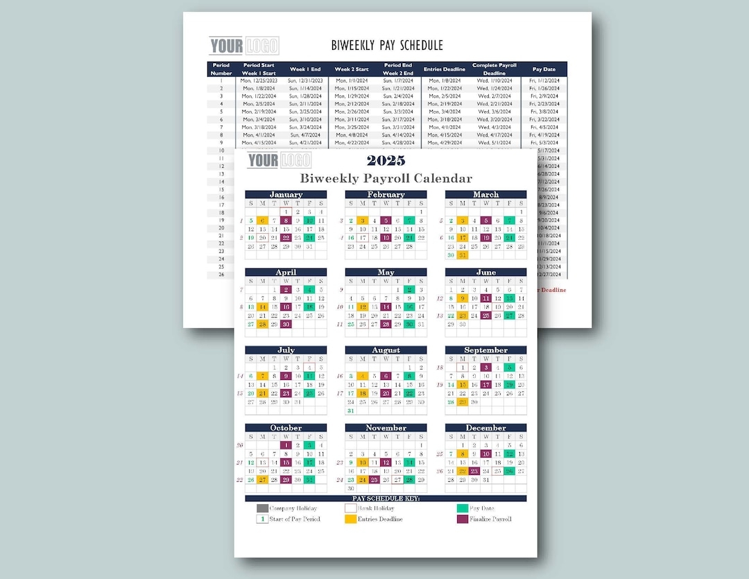 2025 Bi weekly Payroll Calendar U0026 Schedule Template excel Download printable Etsy