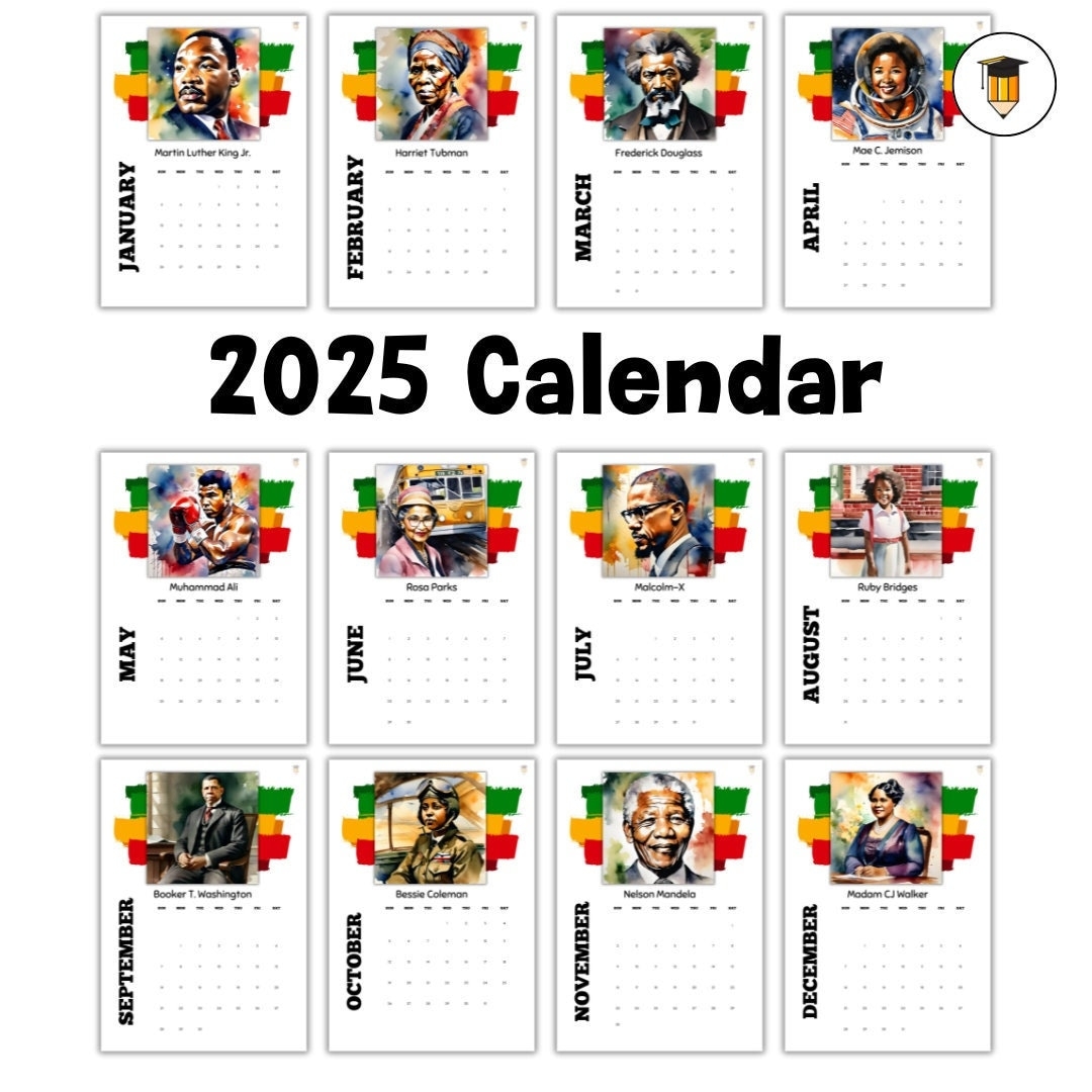 2025 Black History Calendar Bulletin Board Display Black History Decor African American History Printable Calendar 2025 Desk Etsy