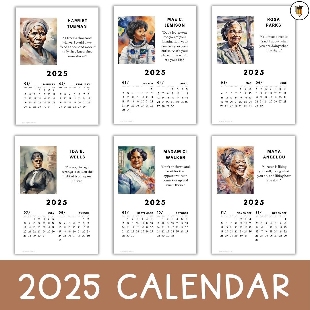 2025 Black History Calendar Bulletin Board Display Black 