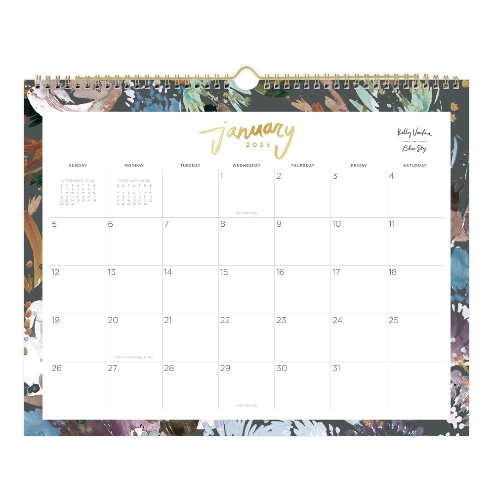 2025 Blue Sky Monthly Wall Calendar 15 X 12 Midnight Garden 