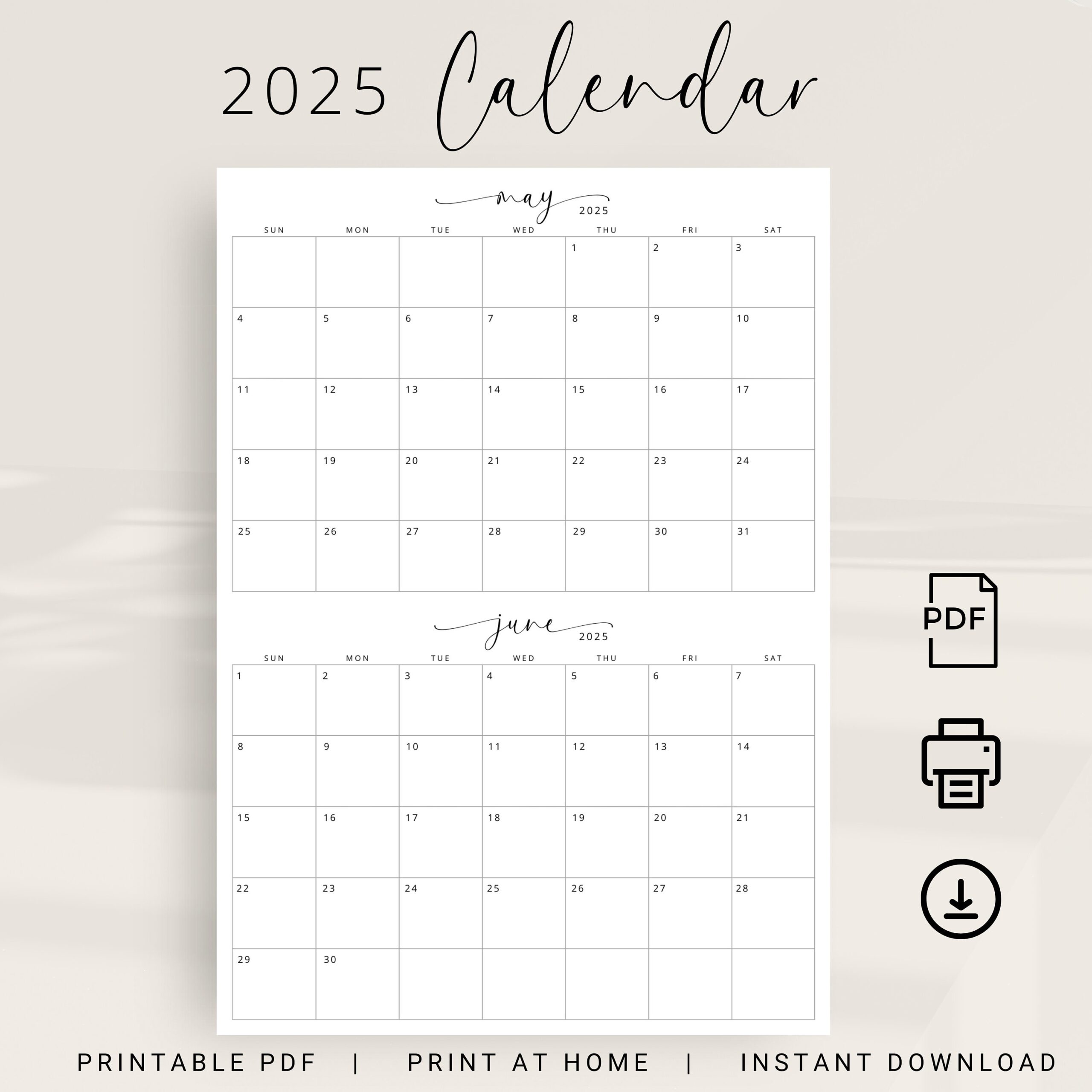 2025 Calendar 2 Months Per Page Calendar 2025 Planner Wall Calendar Two Months Monthly Calendar 2025 Elegant Calendar Printable A4 Letter Etsy Australia