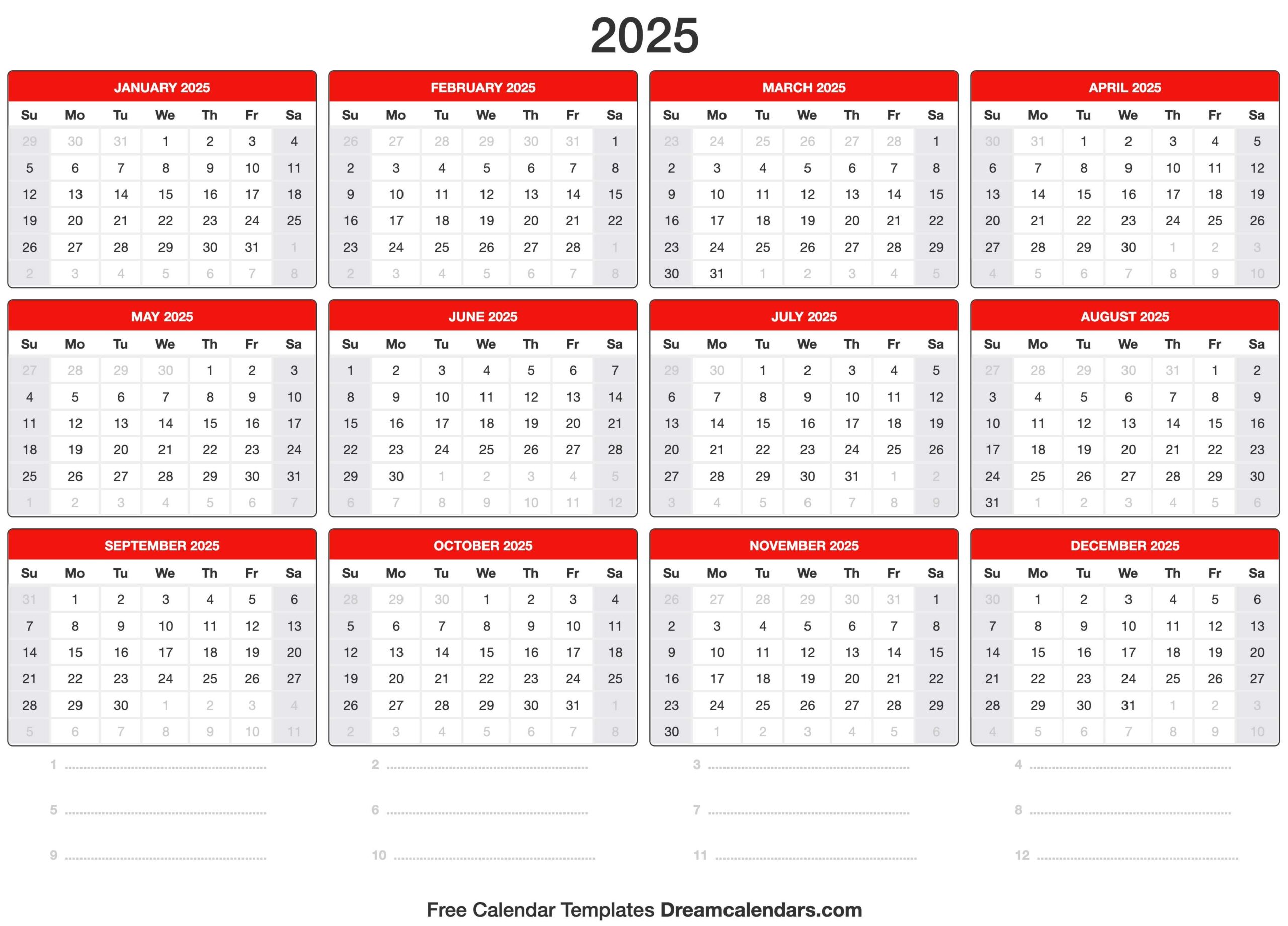 2025 Calendar
