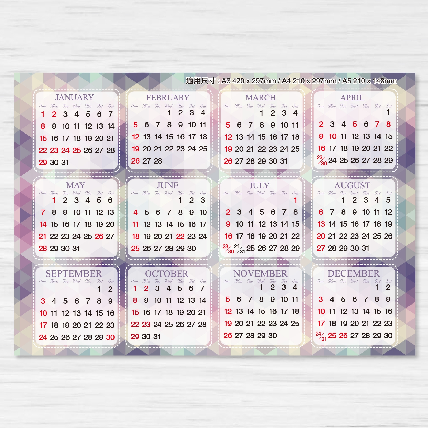 2025 Calendar Cards Calendar Card Printing Calendar Card Calendar Card Templates Print100 Hong Kong