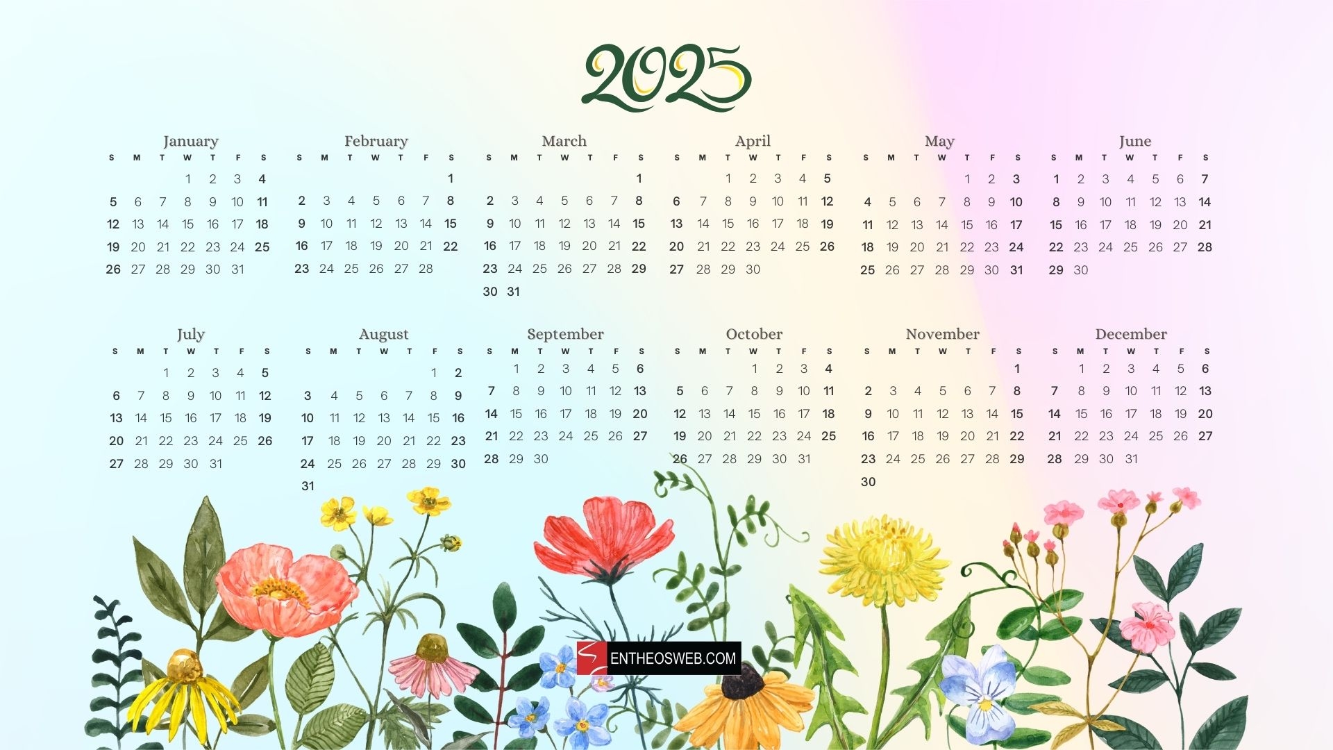 Free Printable 2025 Computer Monitor Calendar