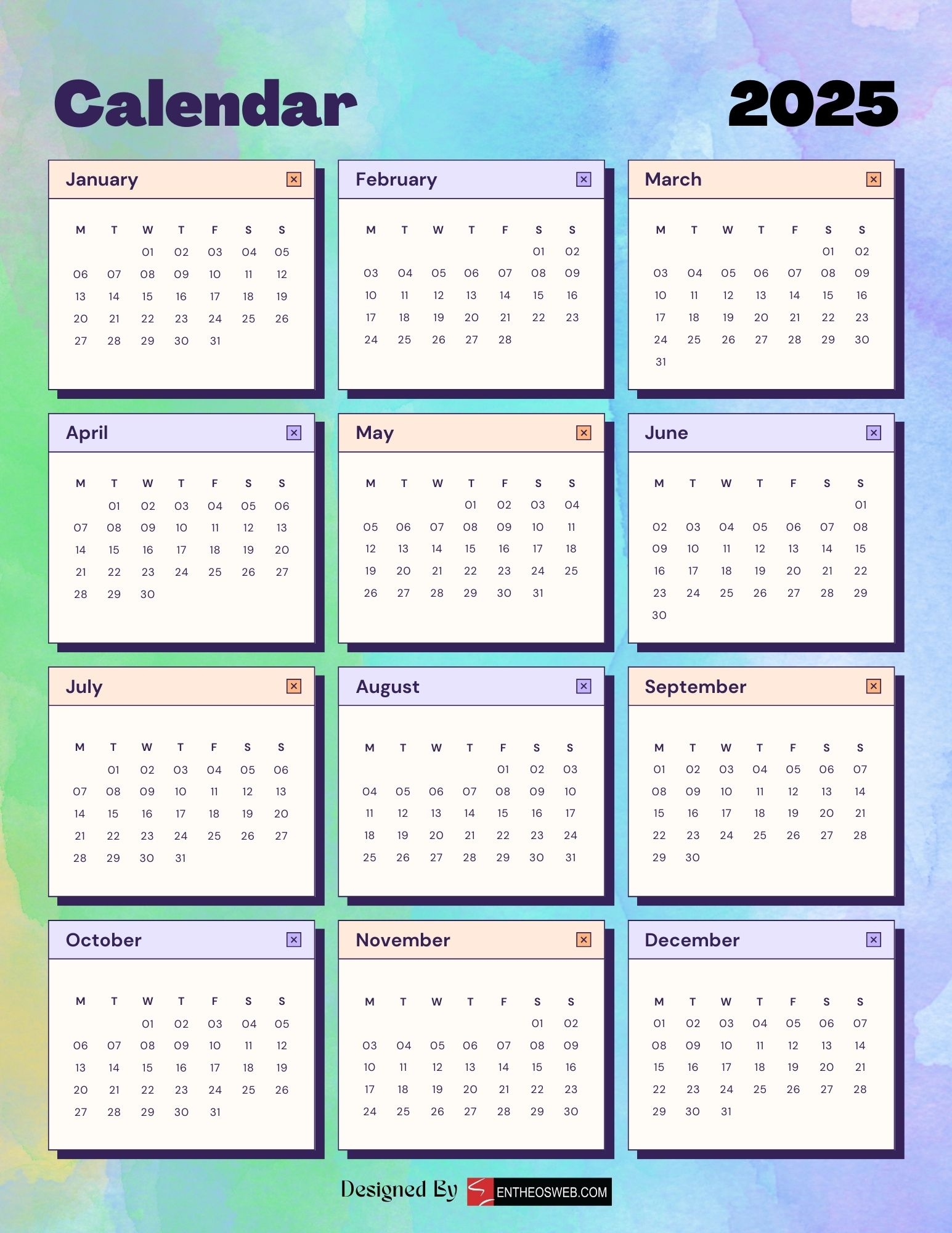 Free Printable 2025 Motivational Calendar
