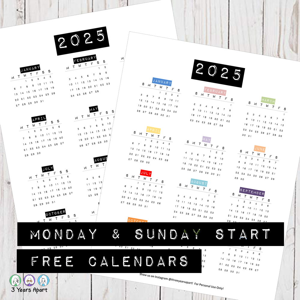 2025 Calendar Free Printable Bullet Journal And Planner Free Download Year at a Glance U0026 Future Log 3 Years Apart