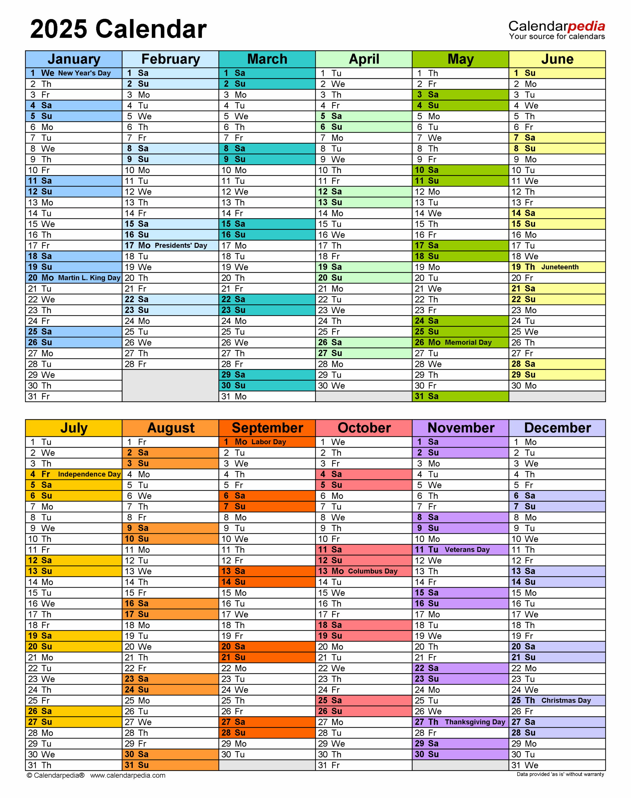 Free Printable 3 X 5 Inch 12 Month Calendar 2025