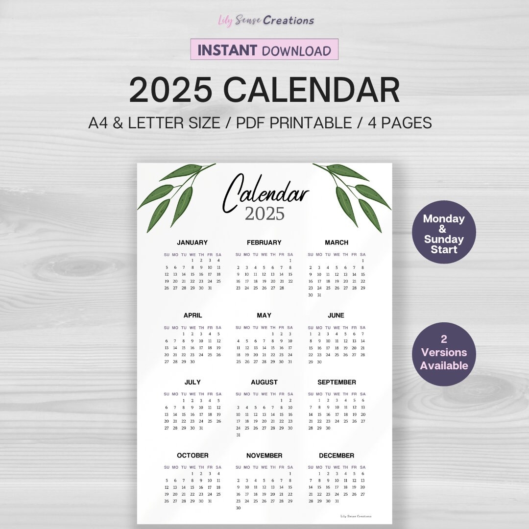 Free Printable 2025 Calendar With Sunday Highlights
