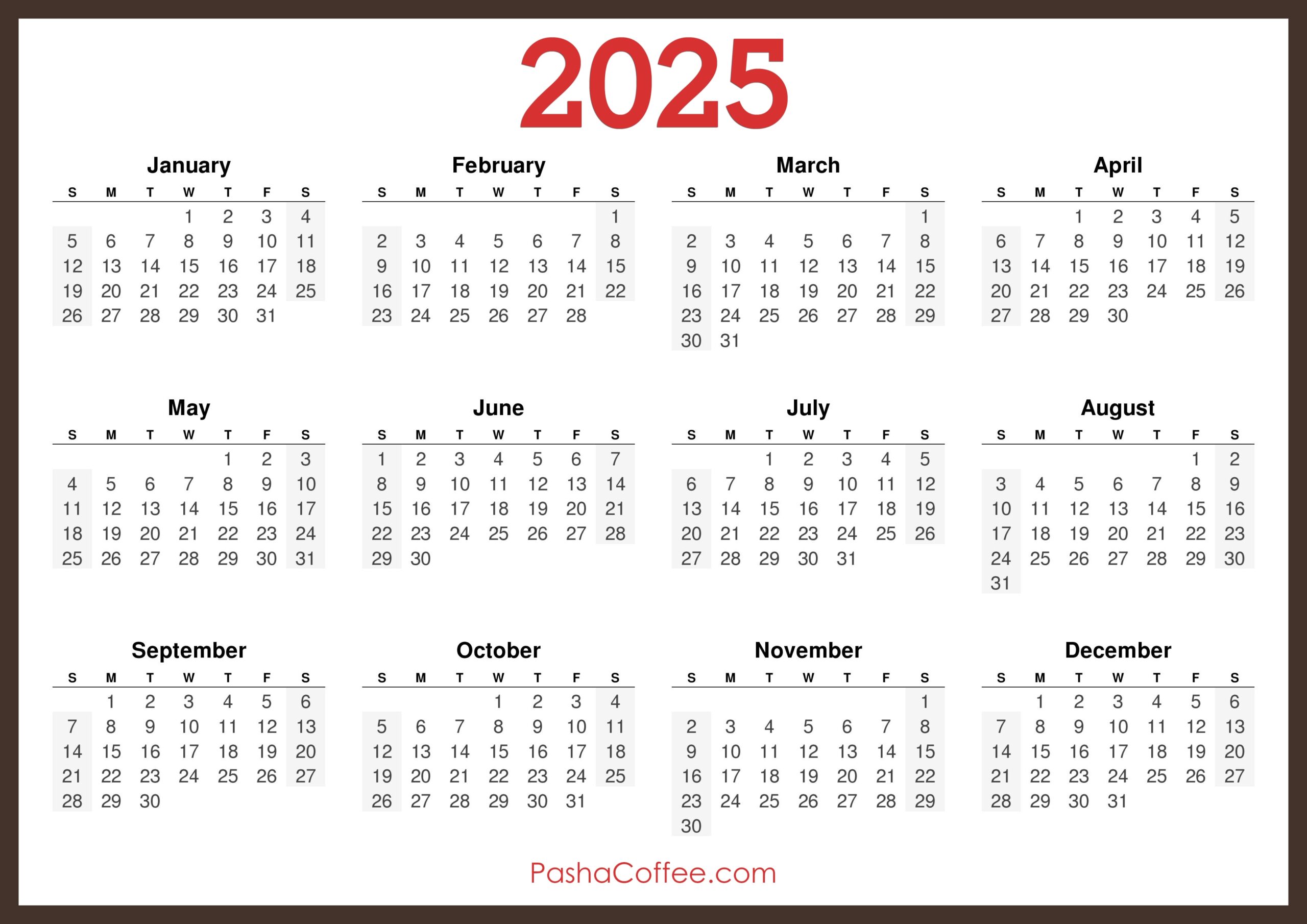 Free Printable Calendar 2025 Hd