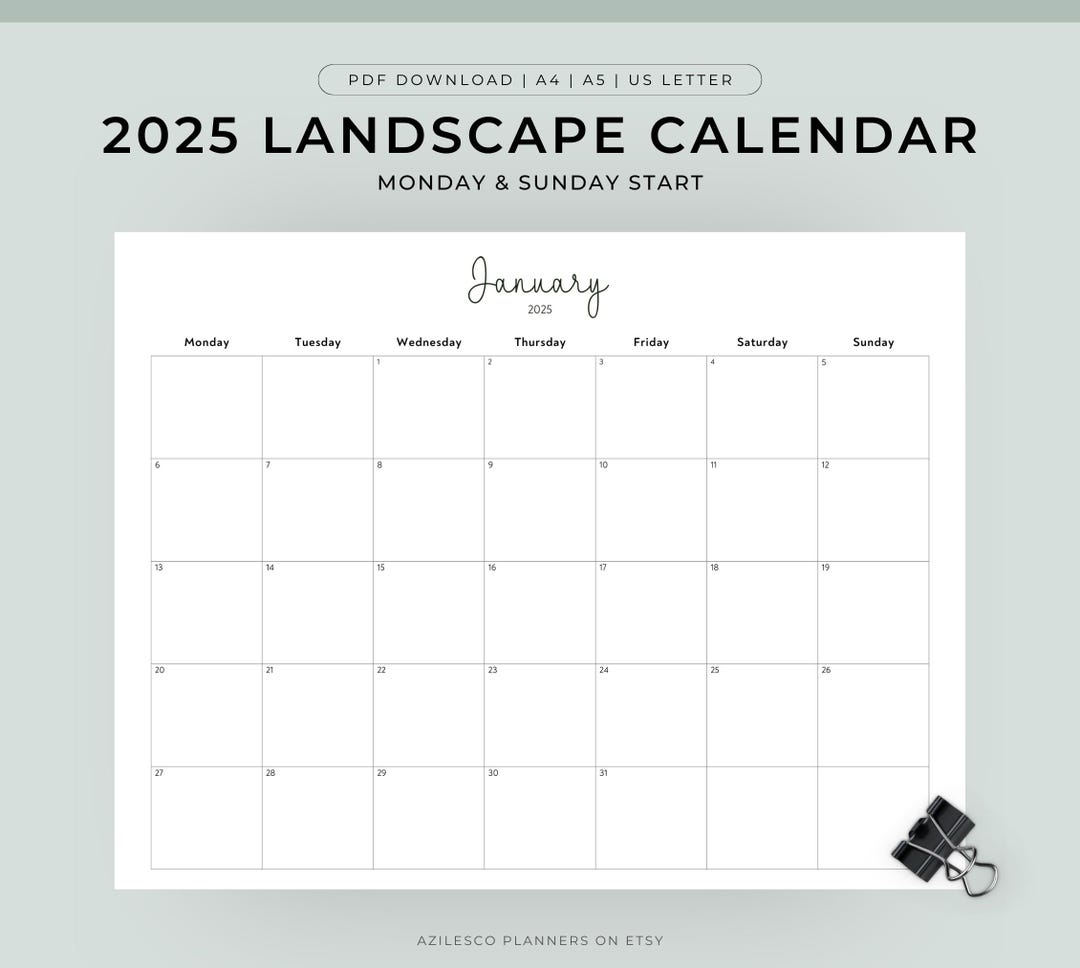 Free Printable 2025 Calendar Landscape