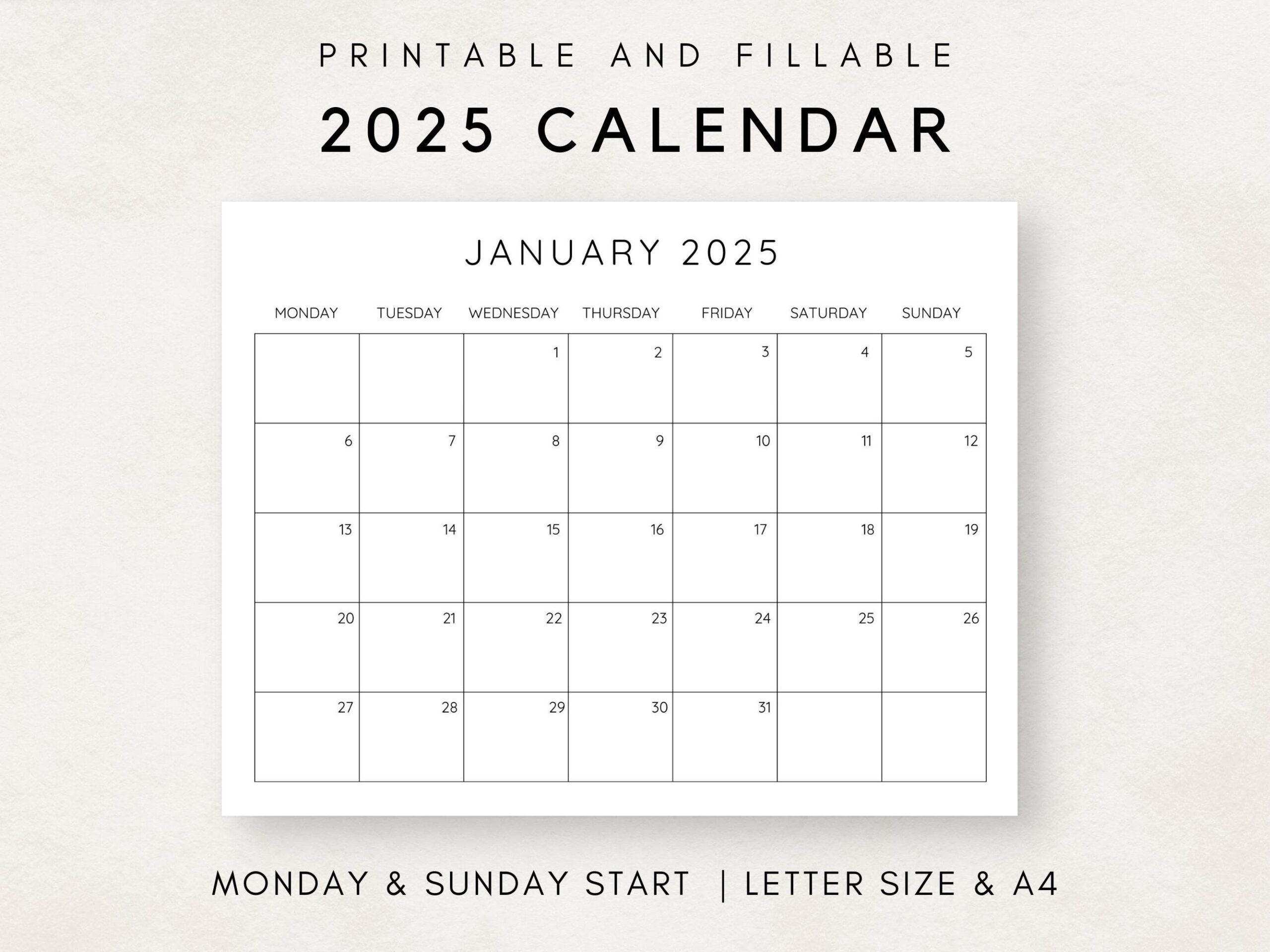Free Printable 2025 Monthly Small Calendar