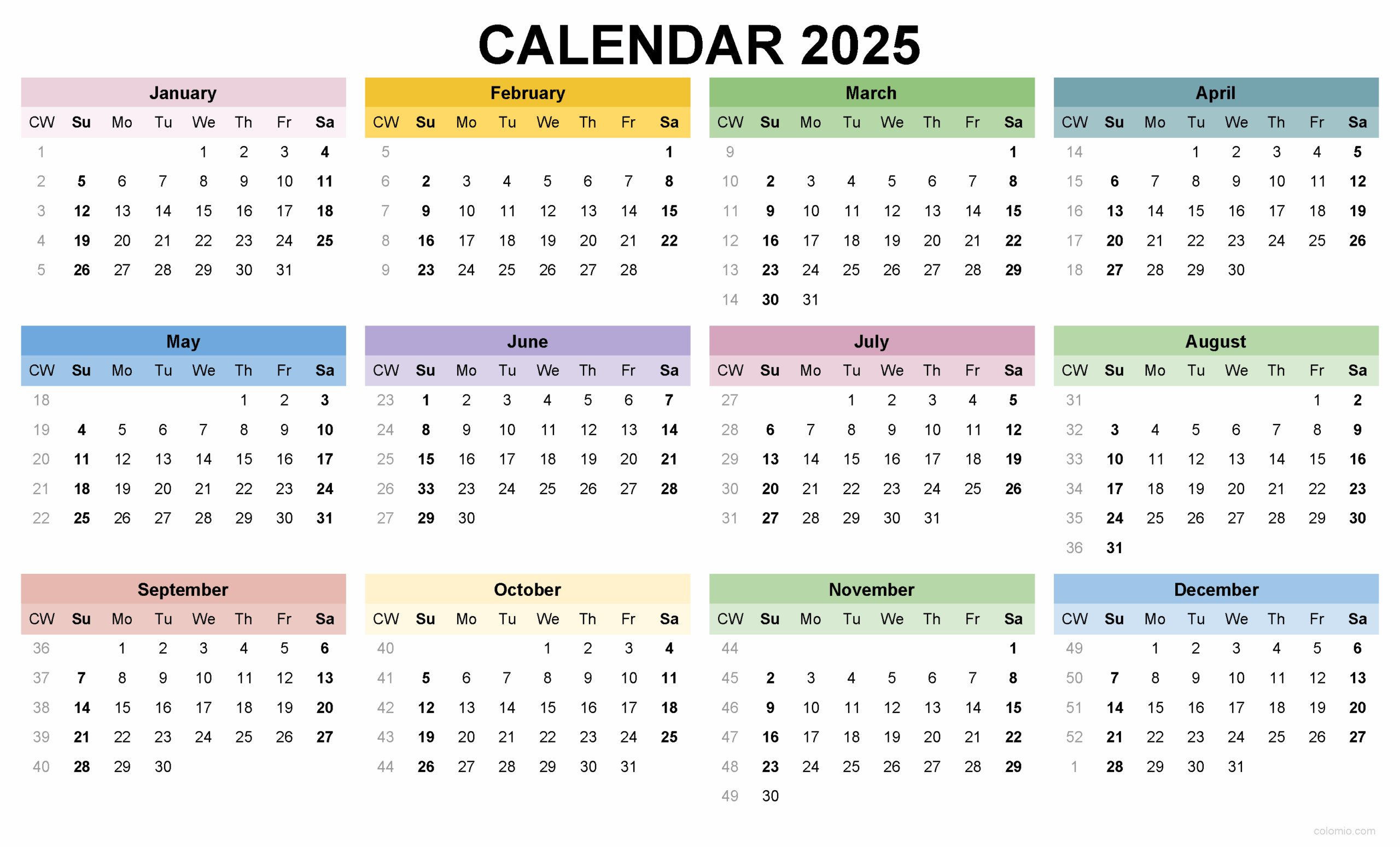 2025 Calendar Printable PDF Excel And Image File Free 