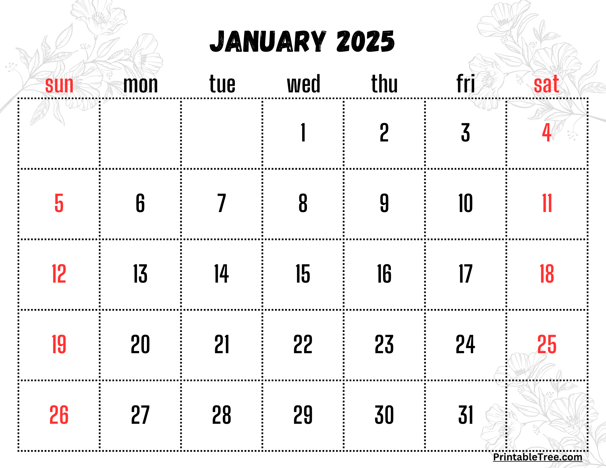 2025 Calendar Printable PDF With Holidays Template Free