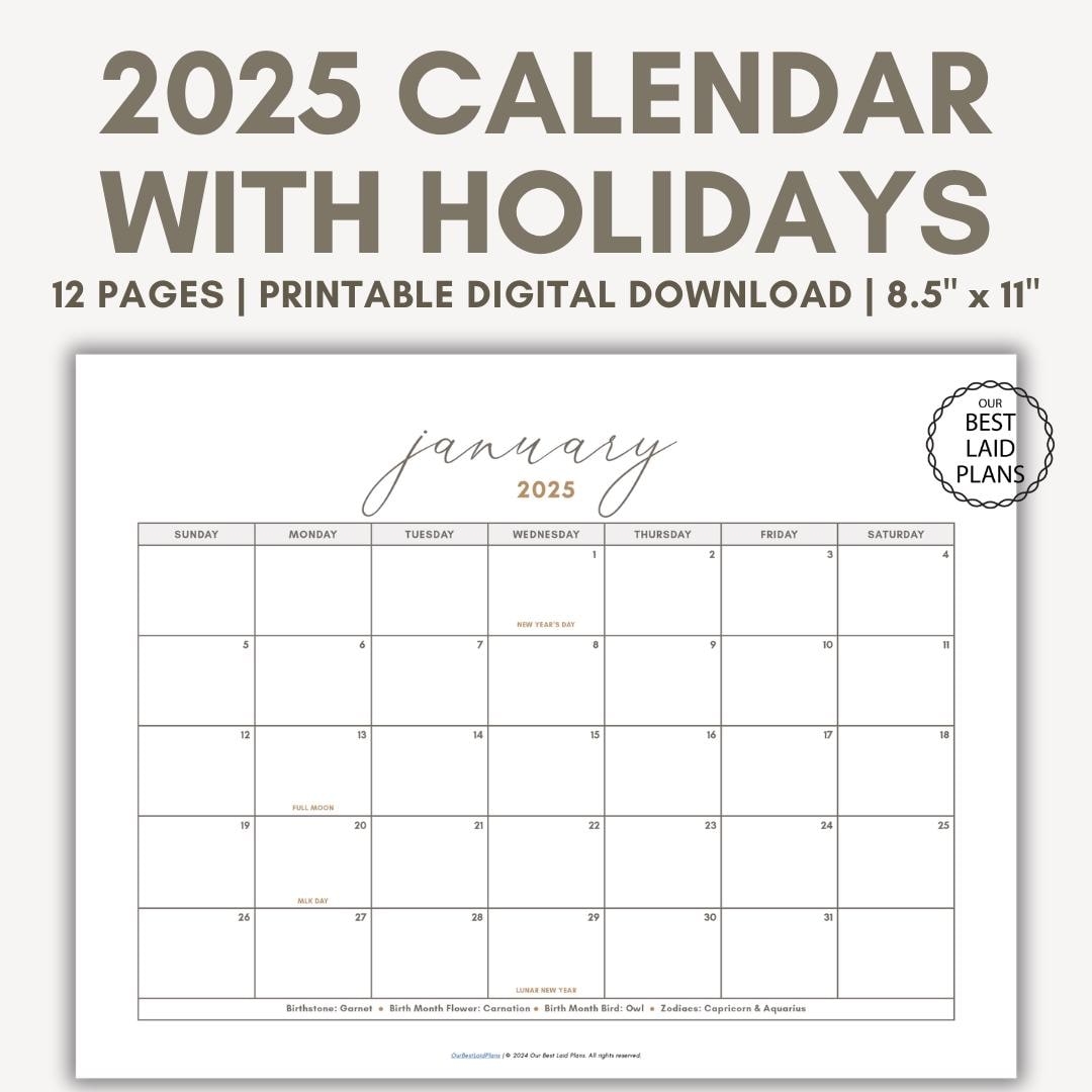 Free Printable 2025 Calendar Vector With Holidays