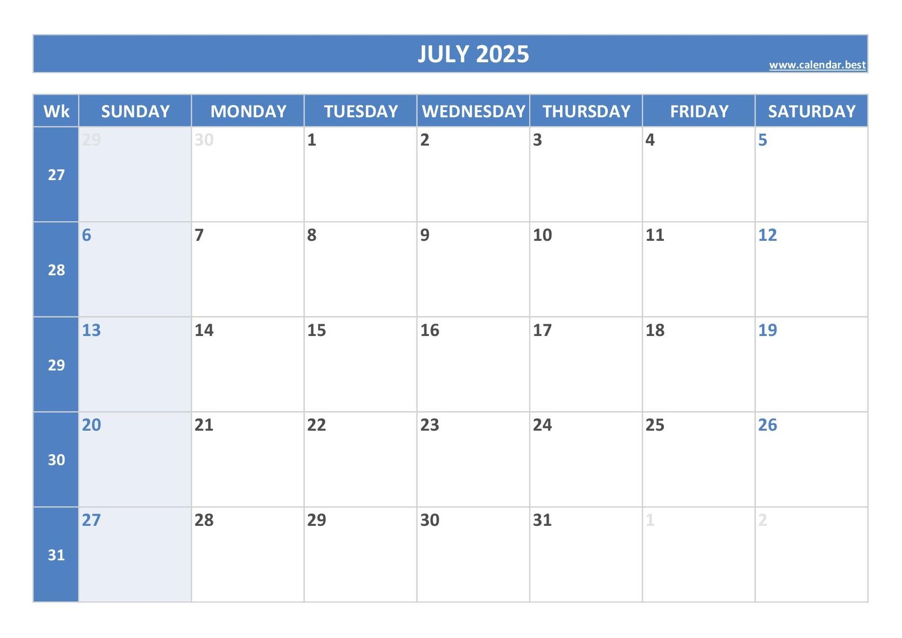 2025 Calendar With Week Numbers US And ISO Week Numbers 