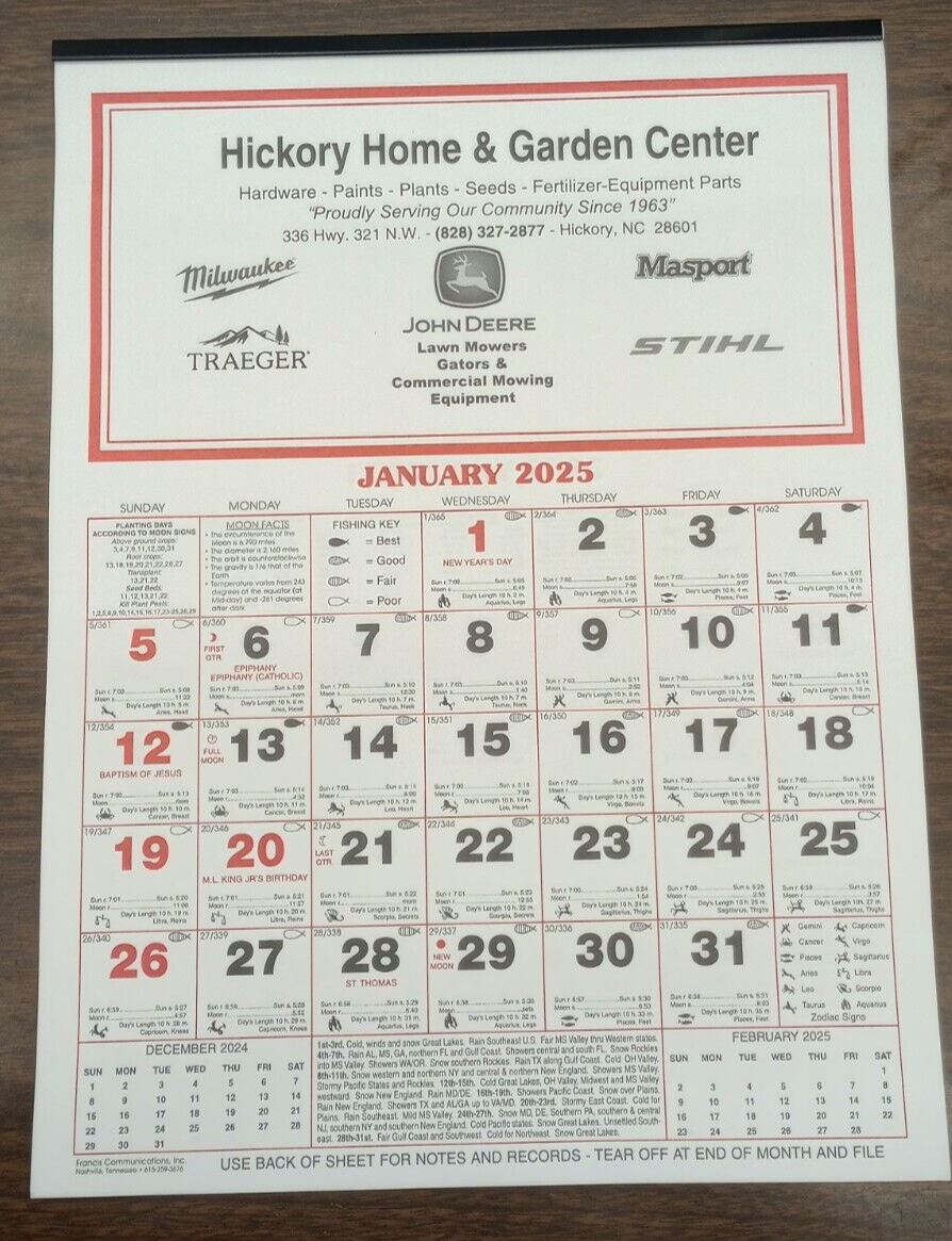 2025 FIshing Almanac Calendar 13