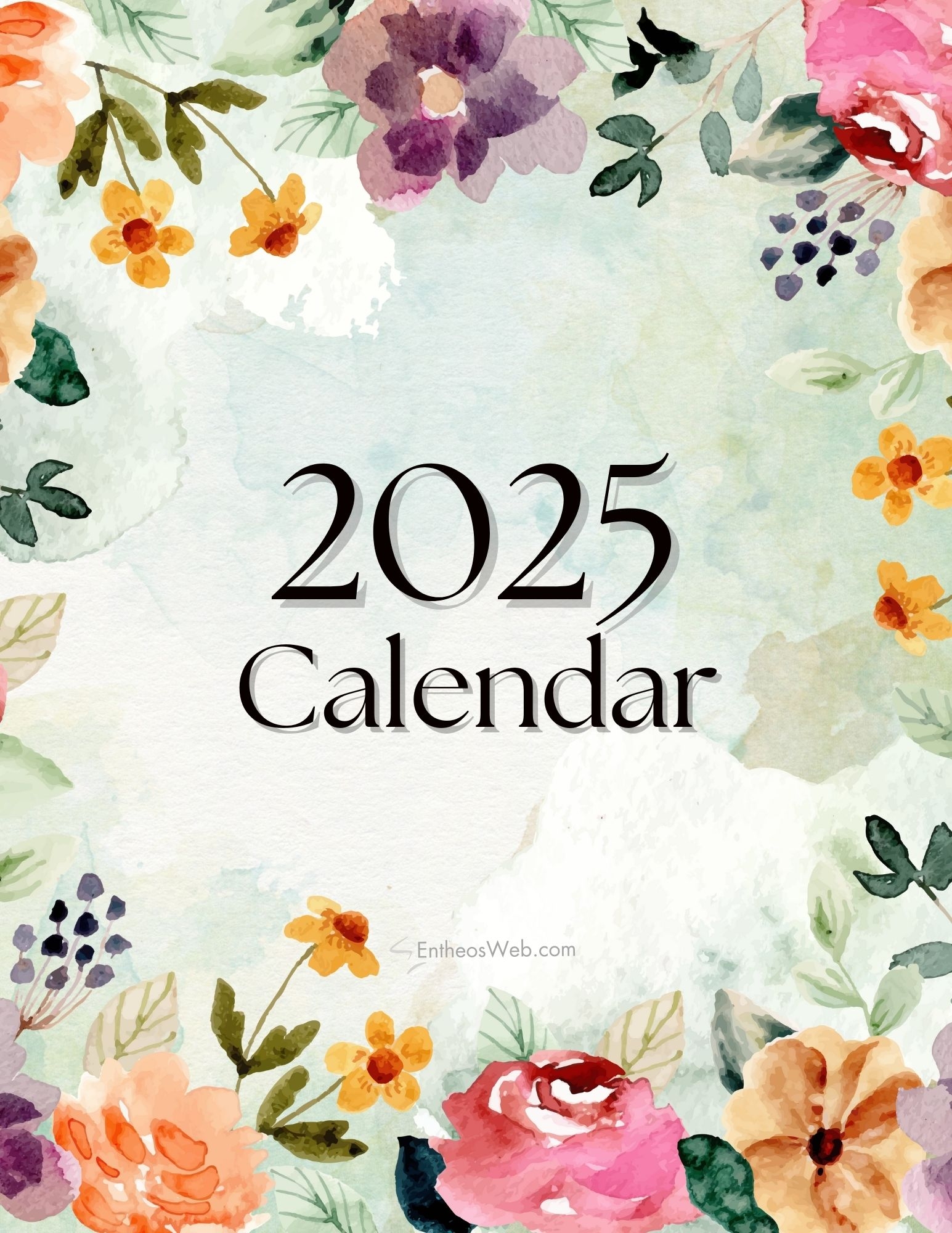 2025 Floral Calendar Free PDF Printable EntheosWeb