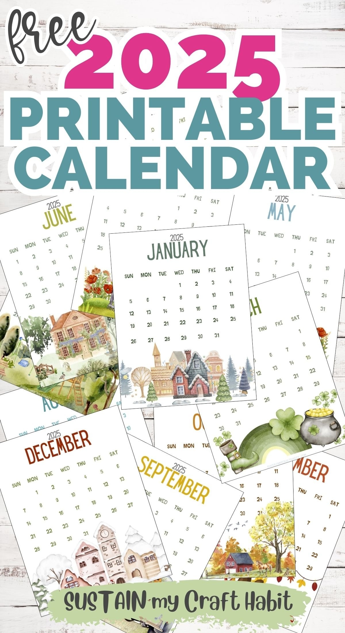 2025 FREE Printable Calendar Monthly Sustain My Craft Habit