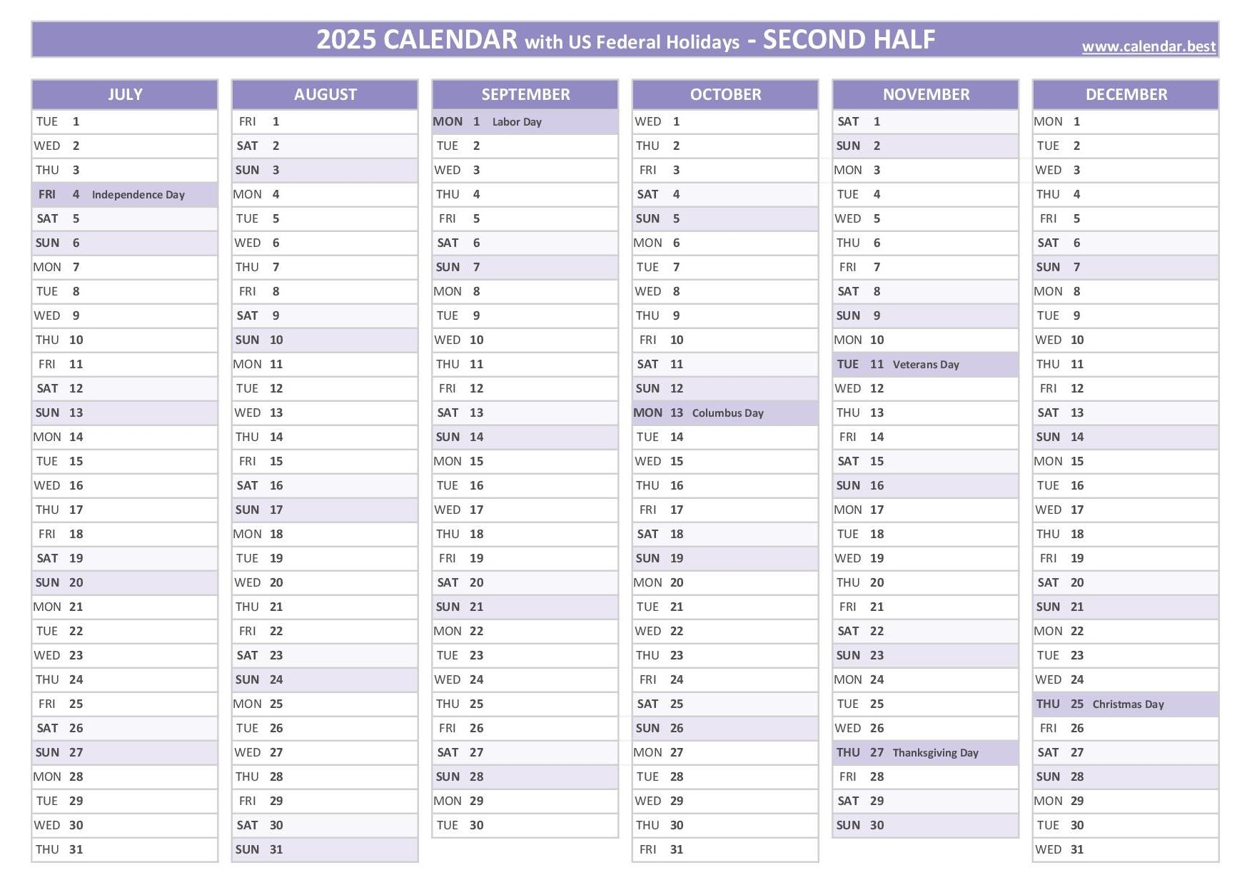 Free Printable 2025 Calendar With Holidays 2 Months Per Page