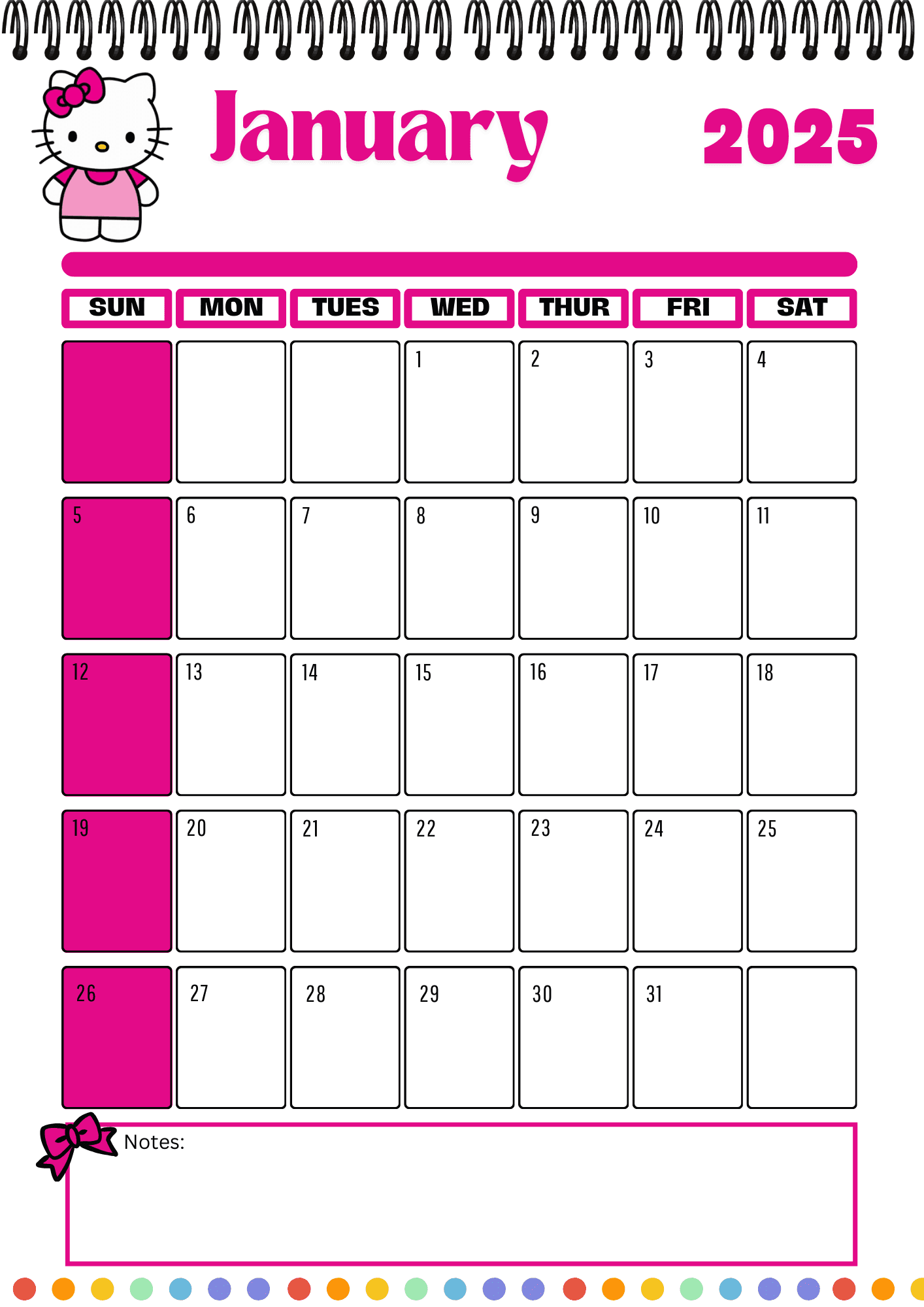 Sanrio July 2025 Calendar