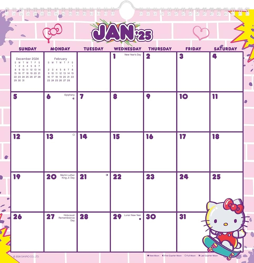 2025 Hello Kitty U0026 Friends Spiral Wall Calendar