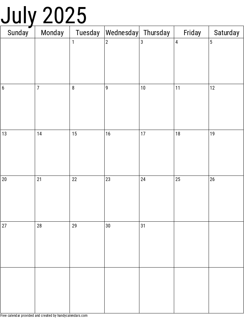 Vegas Calendar July 2025