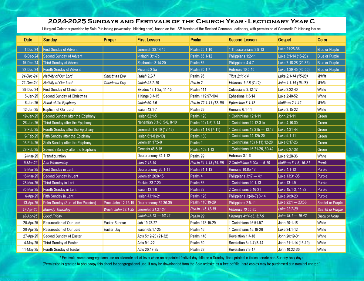 Free Printable 2025 2026 Religious Calendar