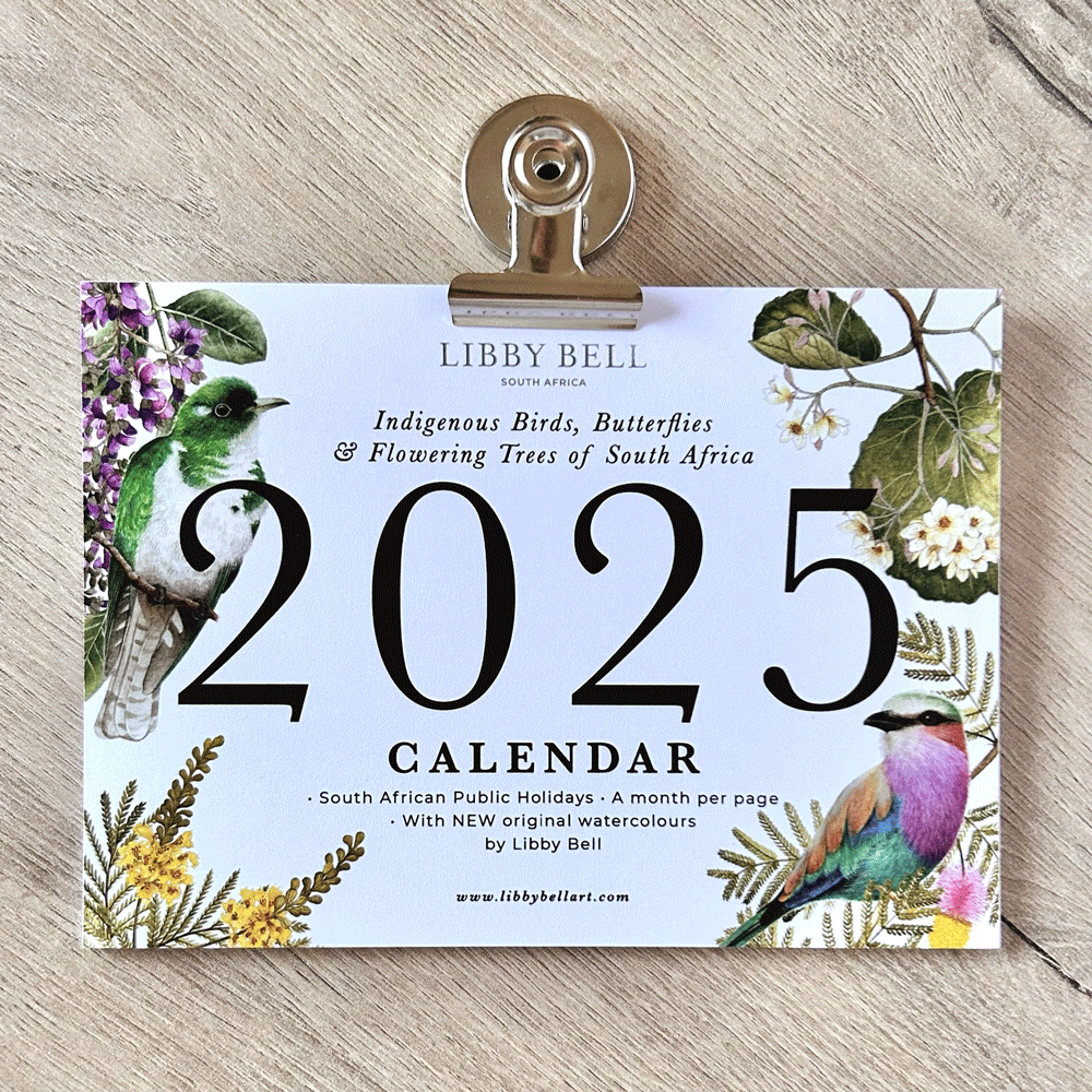 2025 Mini Calendar Indigenous Birds Butterflies And Flowering Trees Of South Africa Libby Bell Art