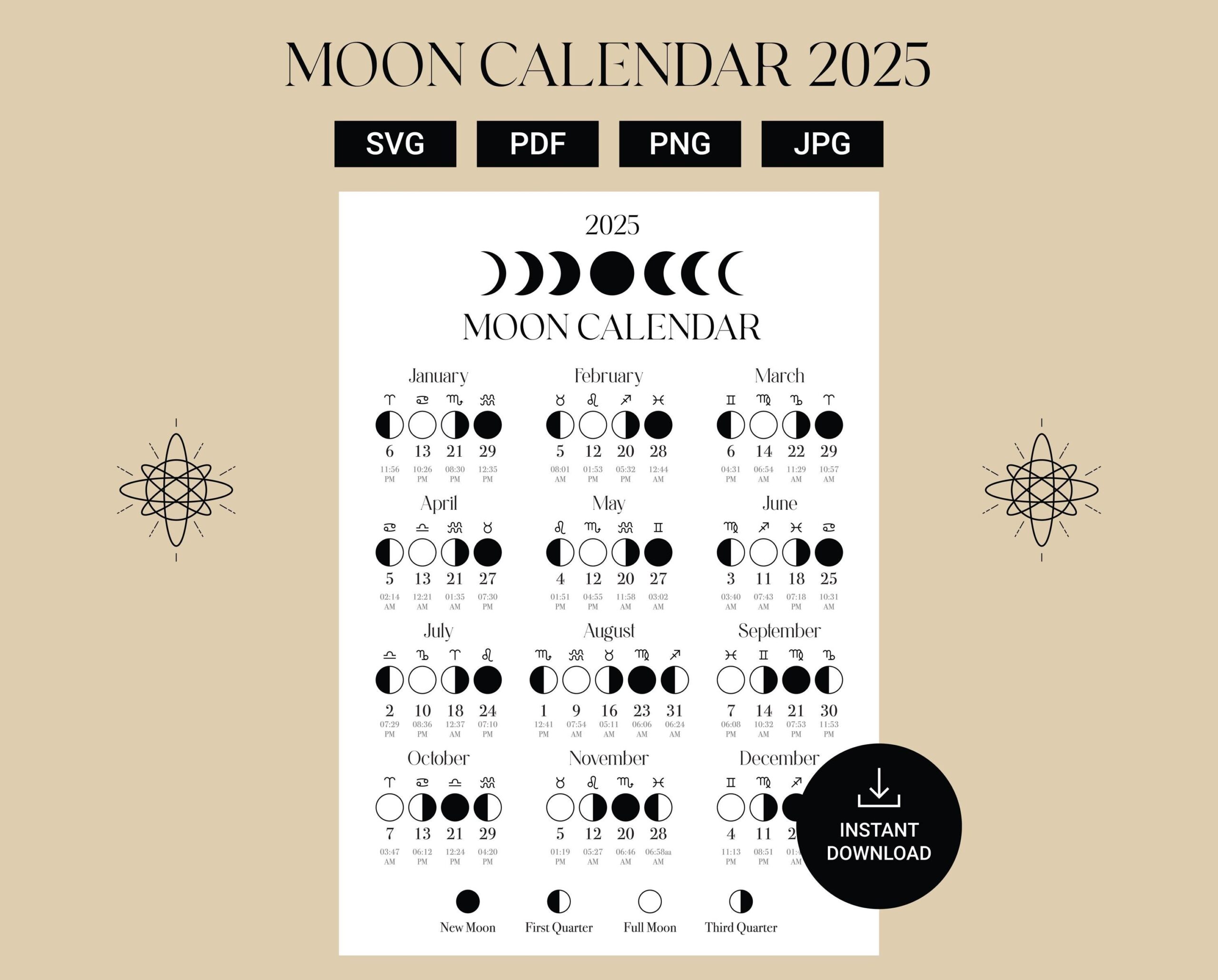 Free Printable 2025 Lunar Calendar