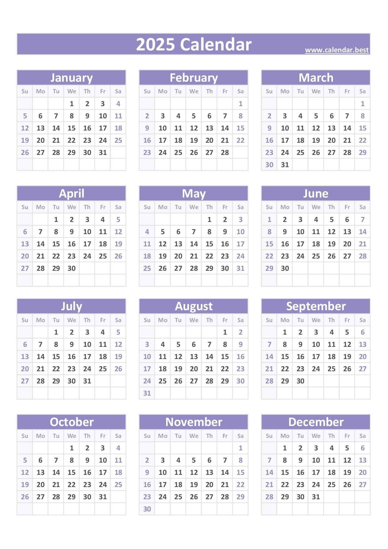 2025 Printable Calendar With Week Numbers And Holidays