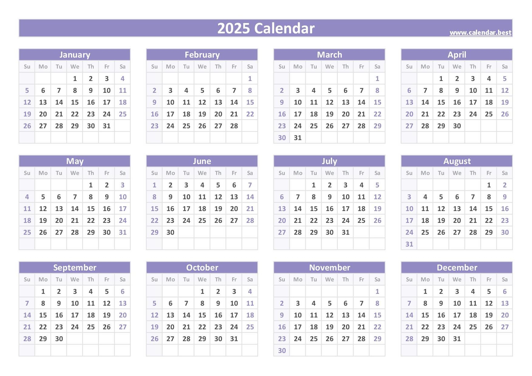 2025 Printable Calendar With Week Numbers And Holidays