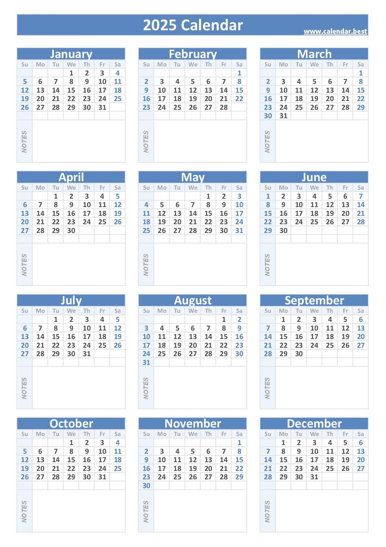 Free Printable Calendar 2025 With Numbered Weeks