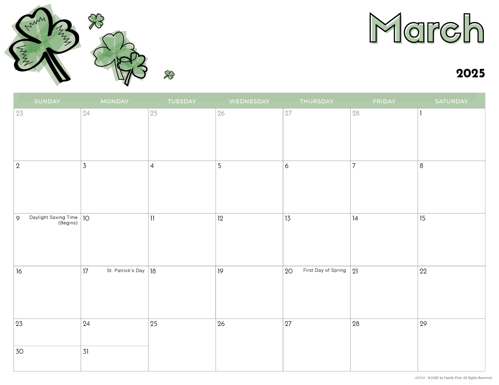 Free Printable 2025 Calendar Big Boxes