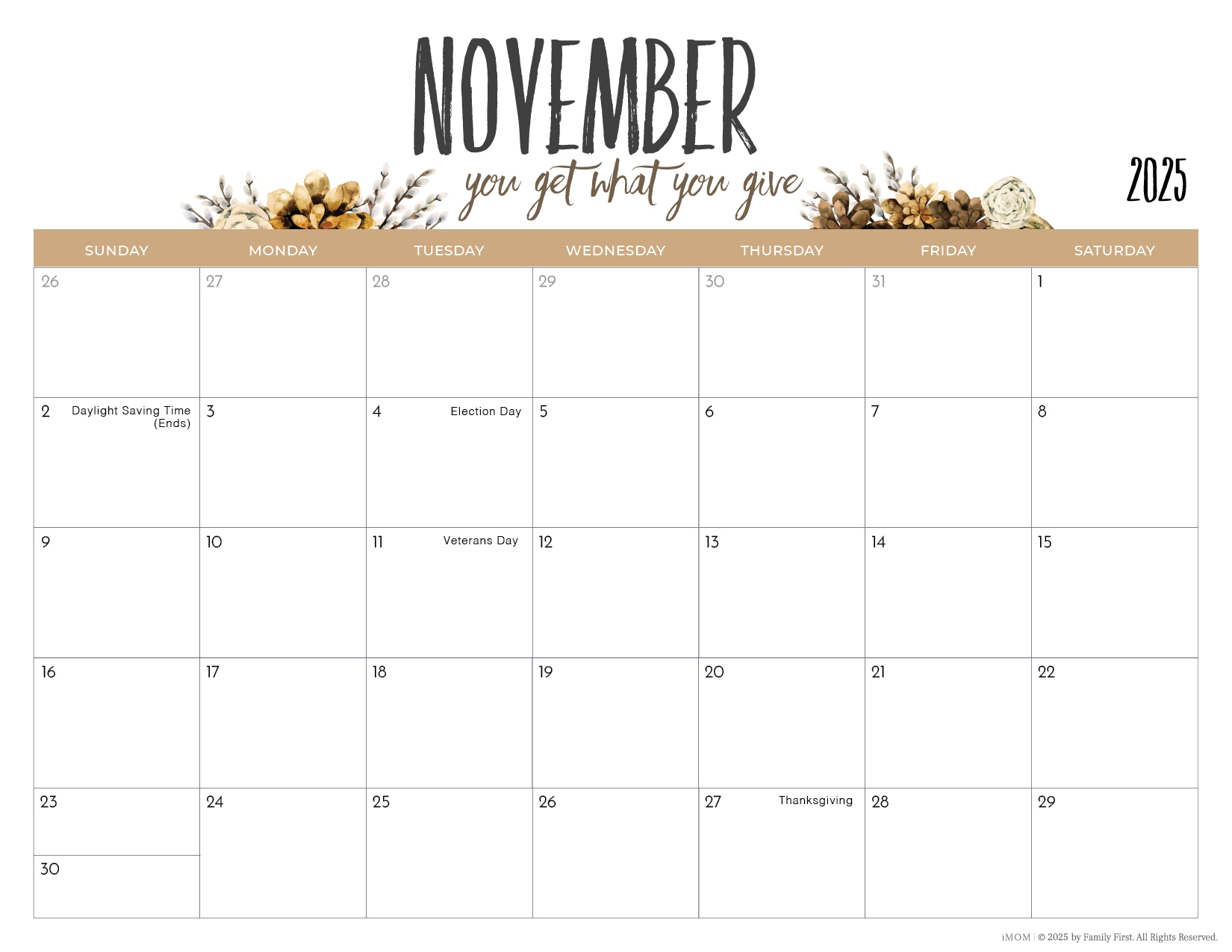 Free Printable Calendar 2025 Mom