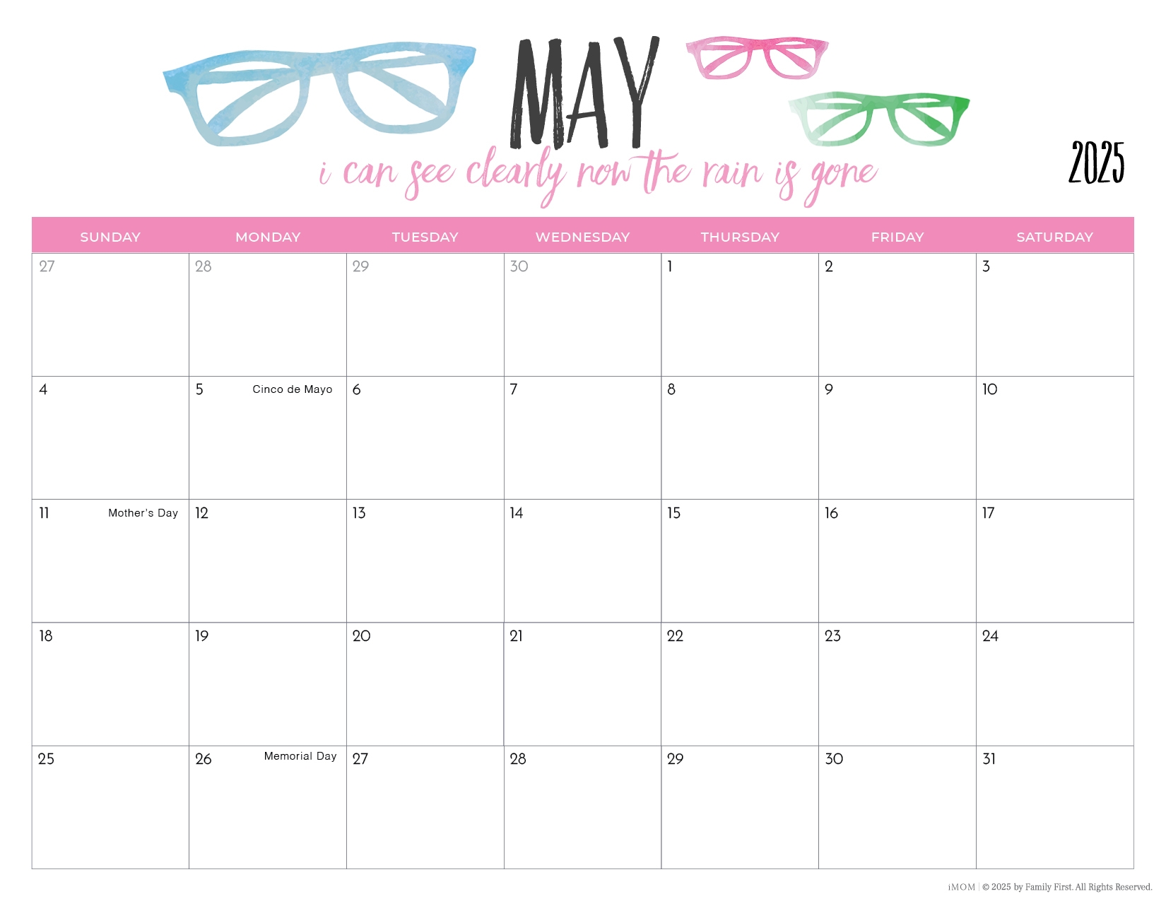 Free Printable 2025 Calendar With Holidays Imom