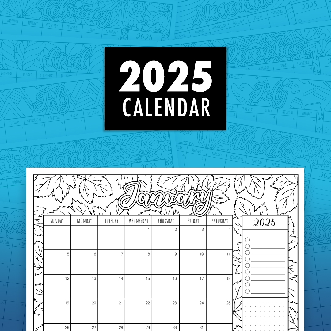 2025 Printable Colouring Calendar Creative U0026 Organised Fun