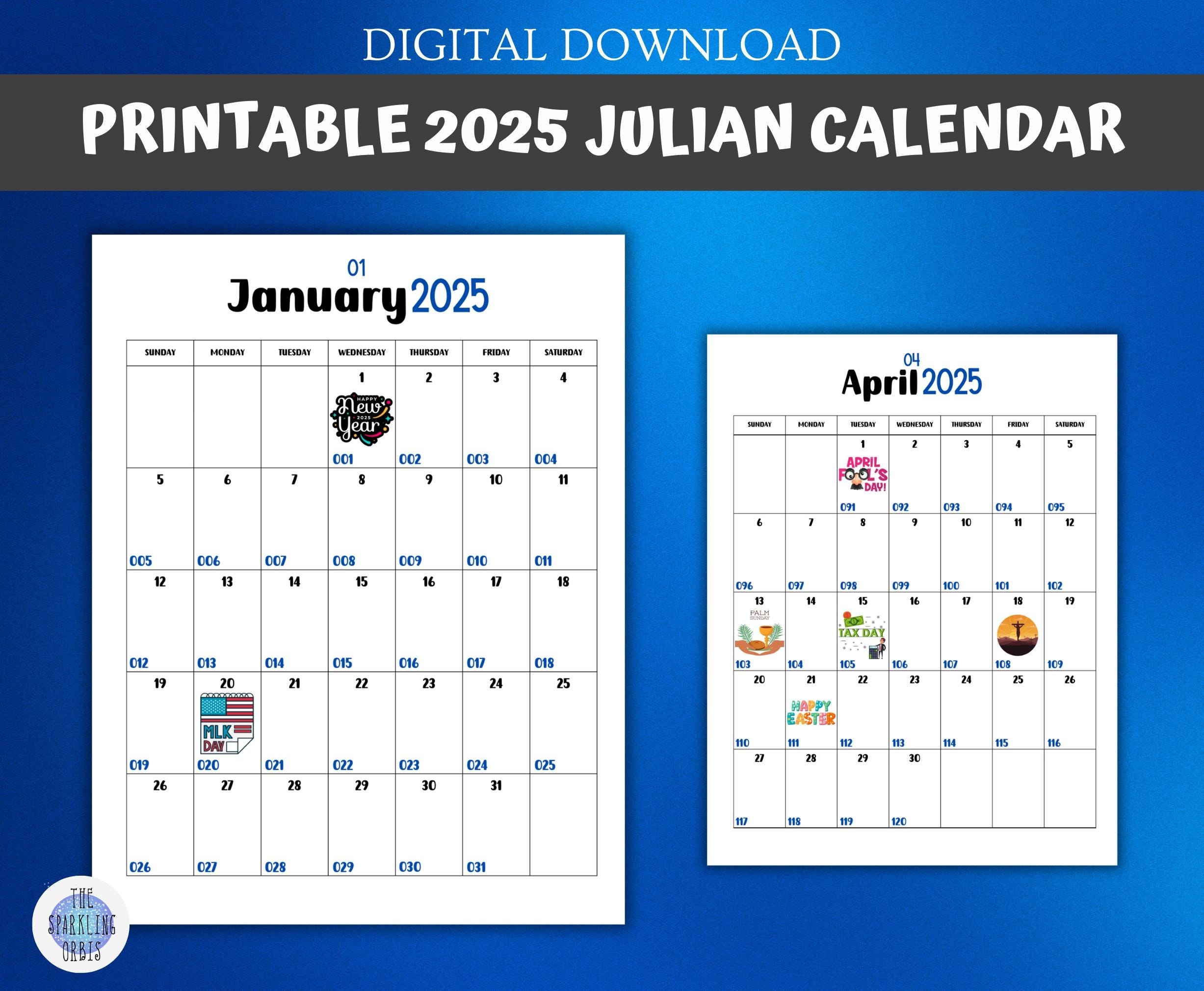 2025 Printable Julian Calendar 8 5 X 11 In Government And Military Calendar Calendar With Holidays And Images PDF Etsy