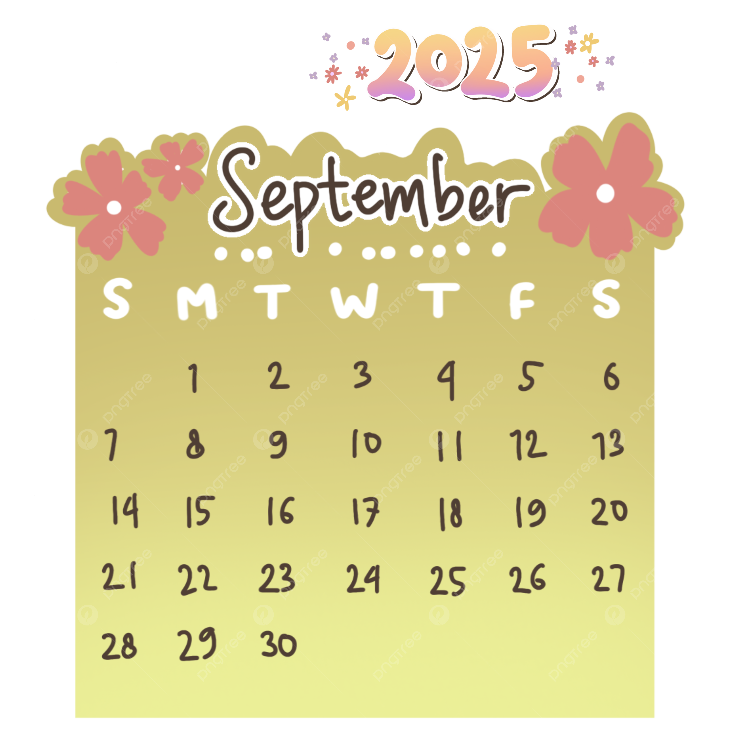 2025 September Calendar Cute Monthly Hand Drawn Printable 2025 Calendar September 2025 September 2025 Calendar PNG Transparent Clipart Image And PSD File For Free Download