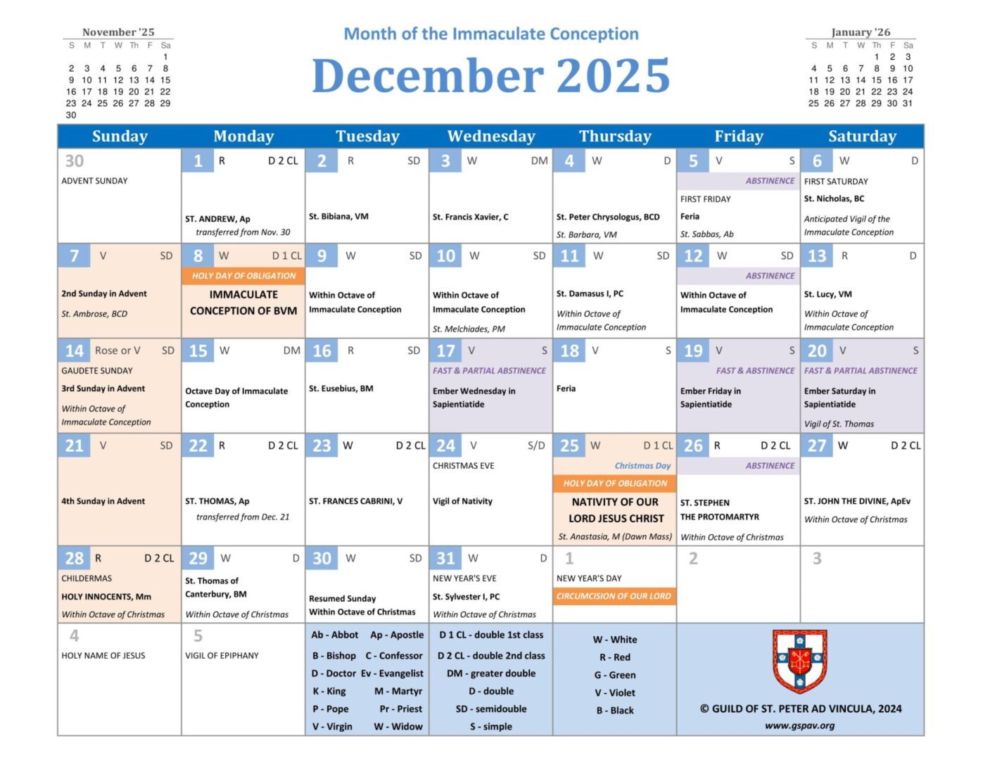 July Catholic Calendar 2025