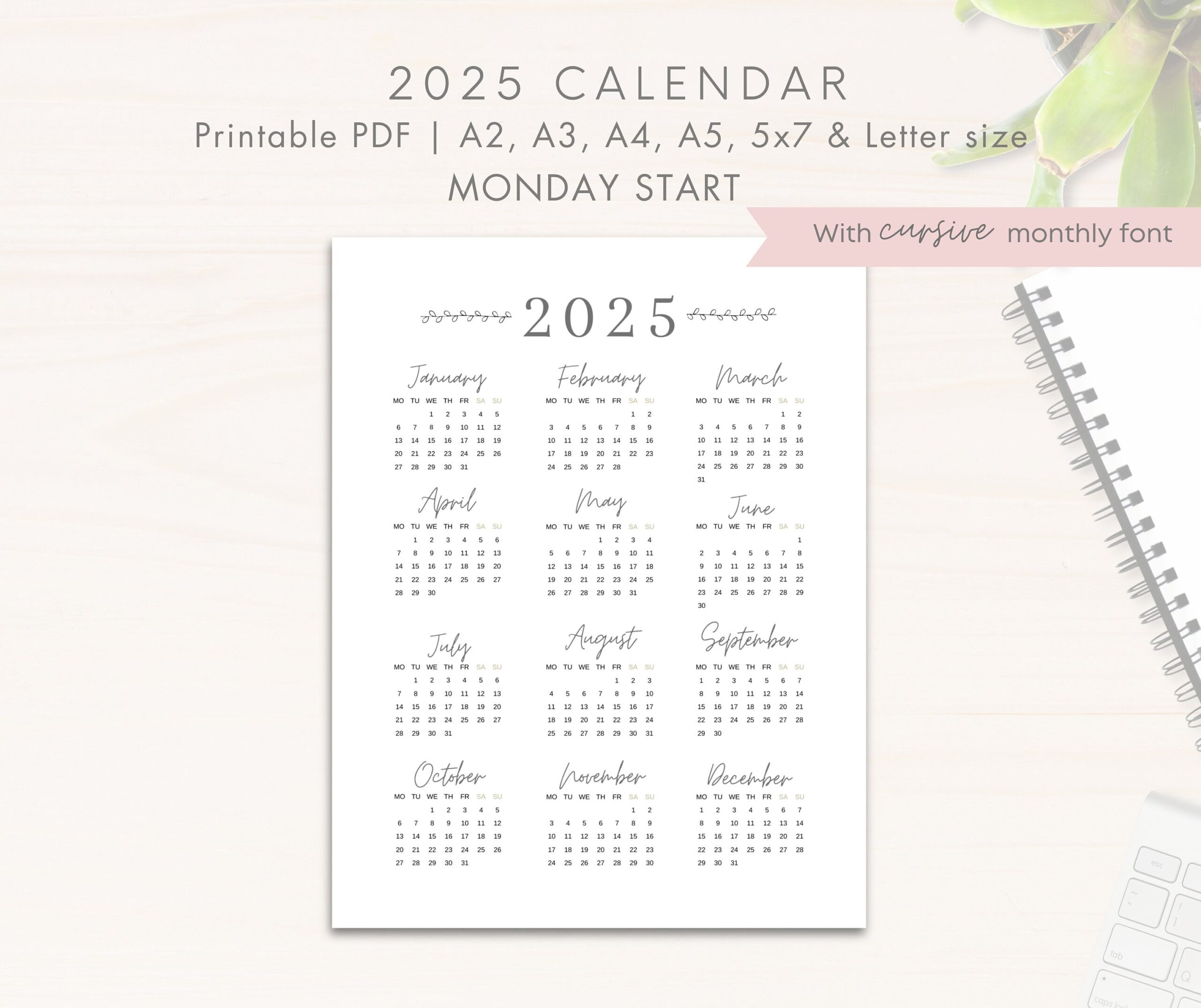 Free Printable Calendar 2025 A5