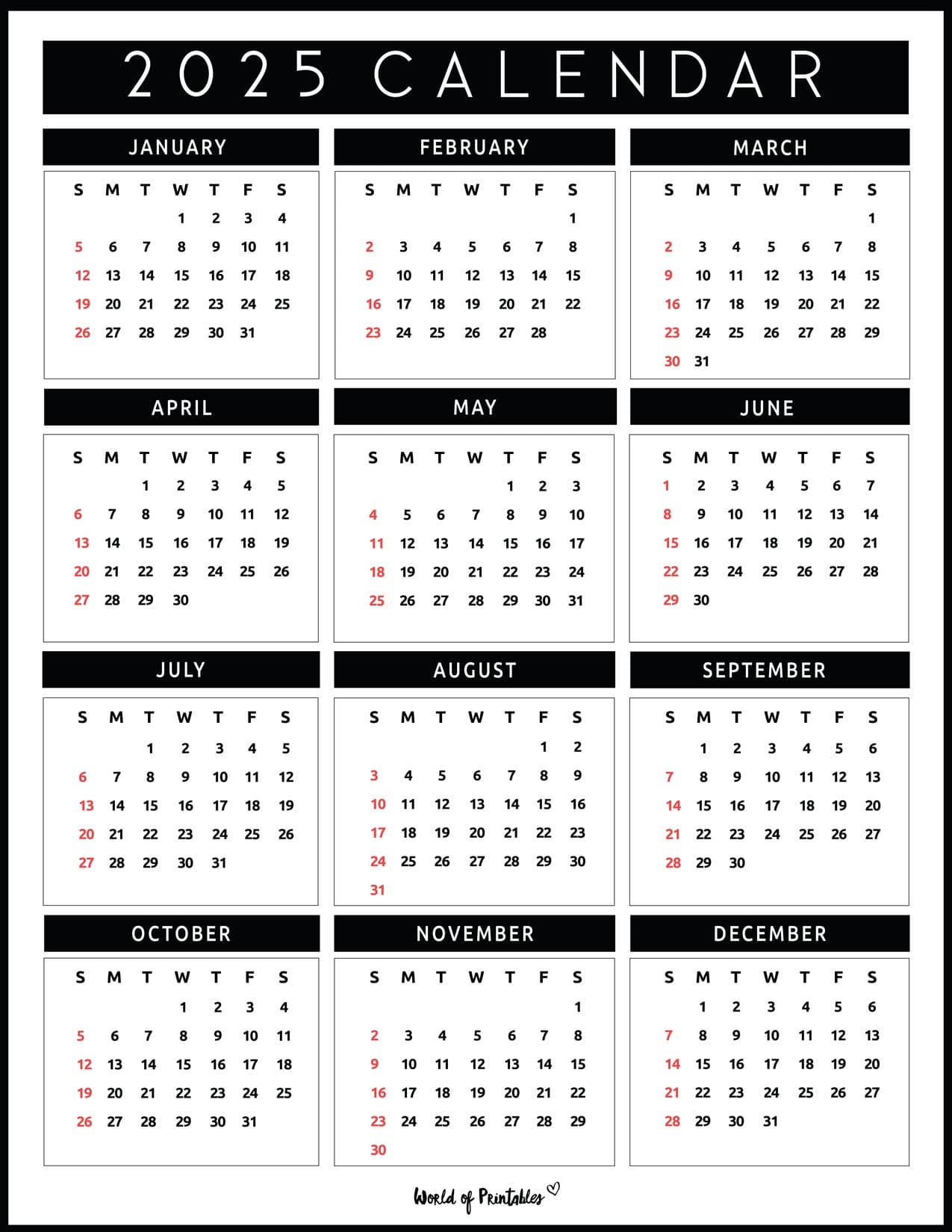 2025 Year Calendars 70 Best Printables World Of Printables